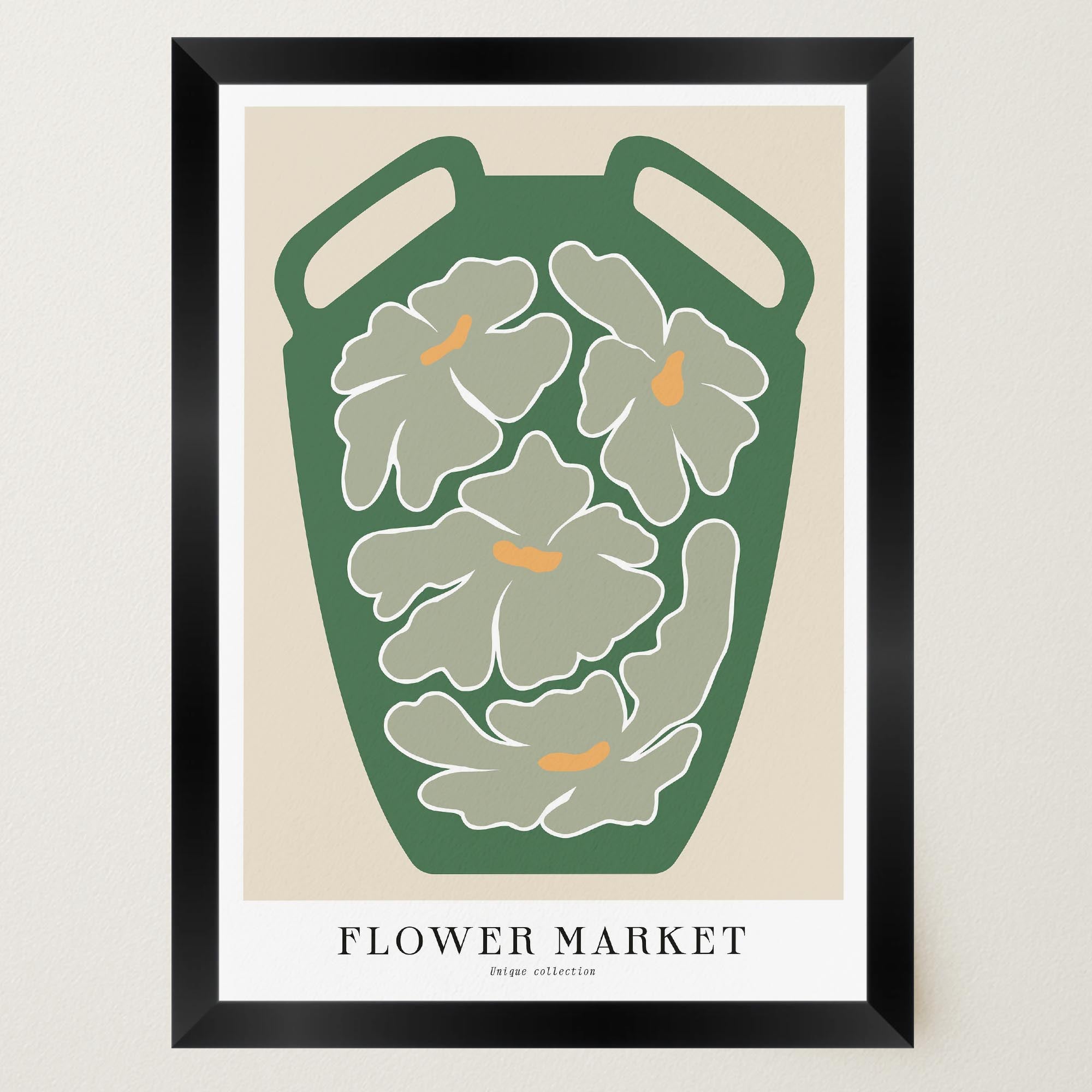 Green Flower Market Wall Art Print-Skudaboo