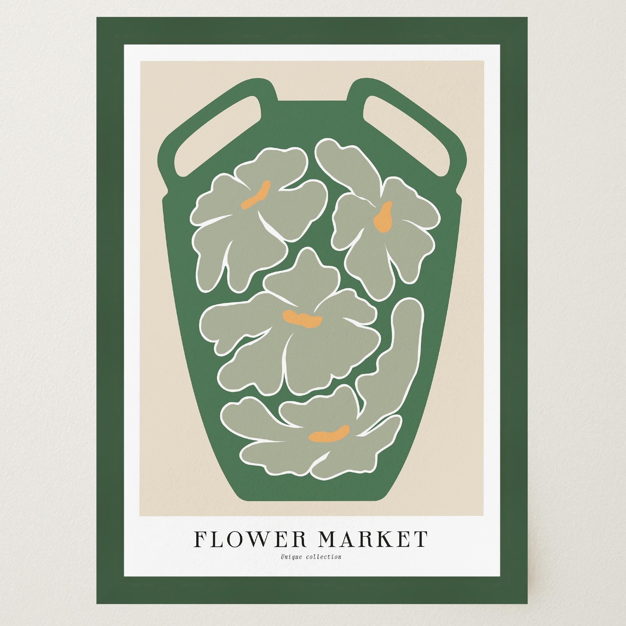 Green Flower Market Wall Art Print-Skudaboo