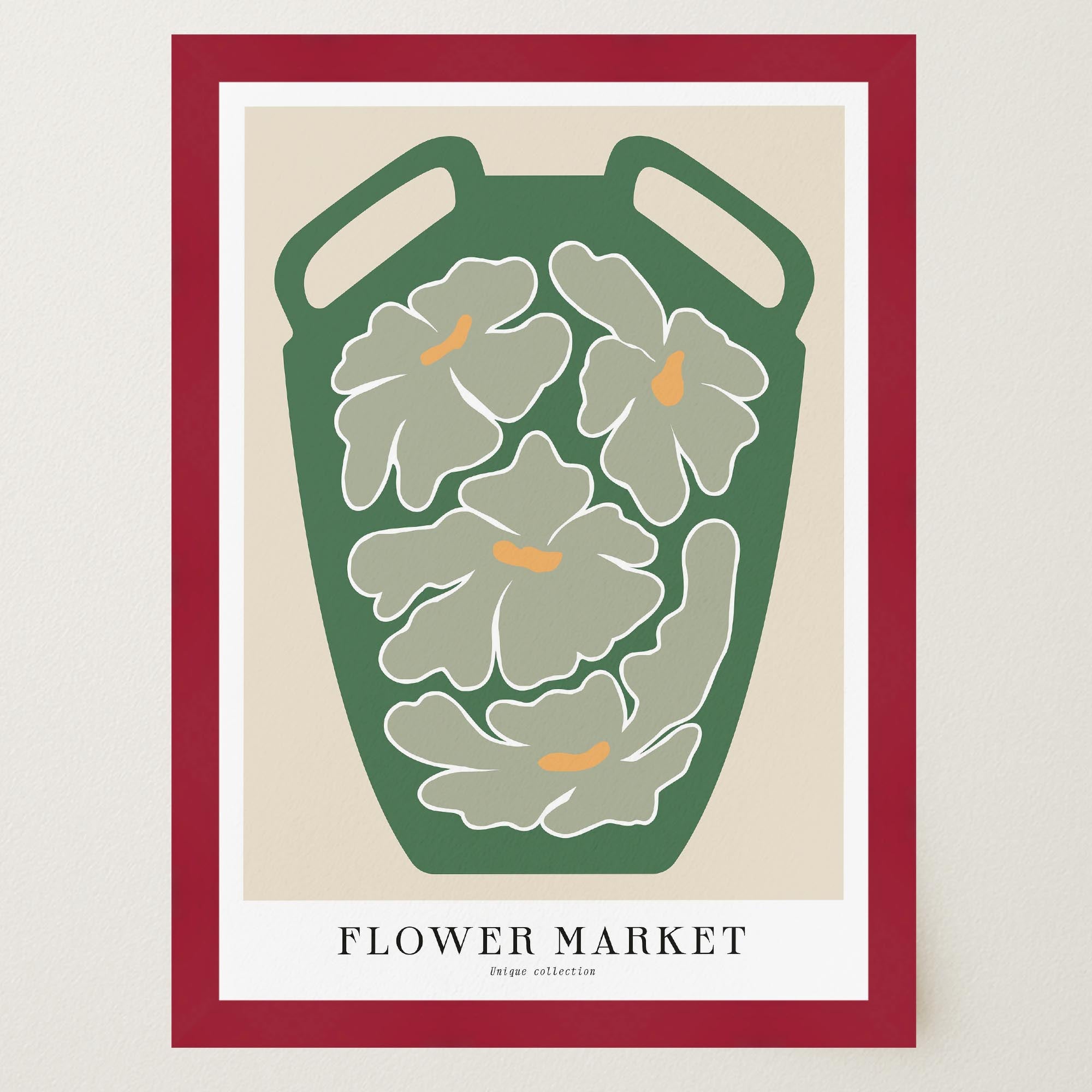 Green Flower Market Wall Art Print-Skudaboo