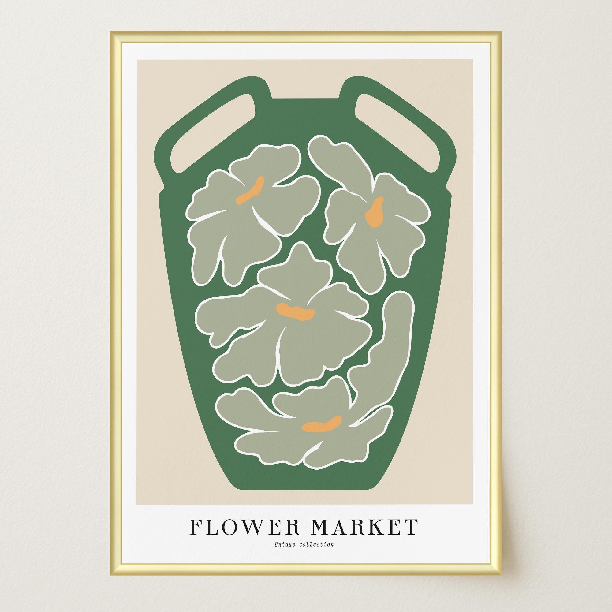 Green Flower Market Wall Art Print-Skudaboo