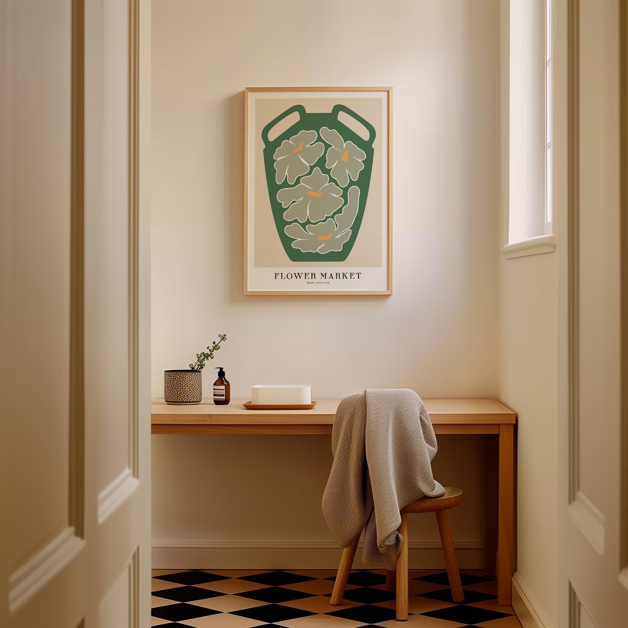 Green Flower Market Wall Art Print-Skudaboo