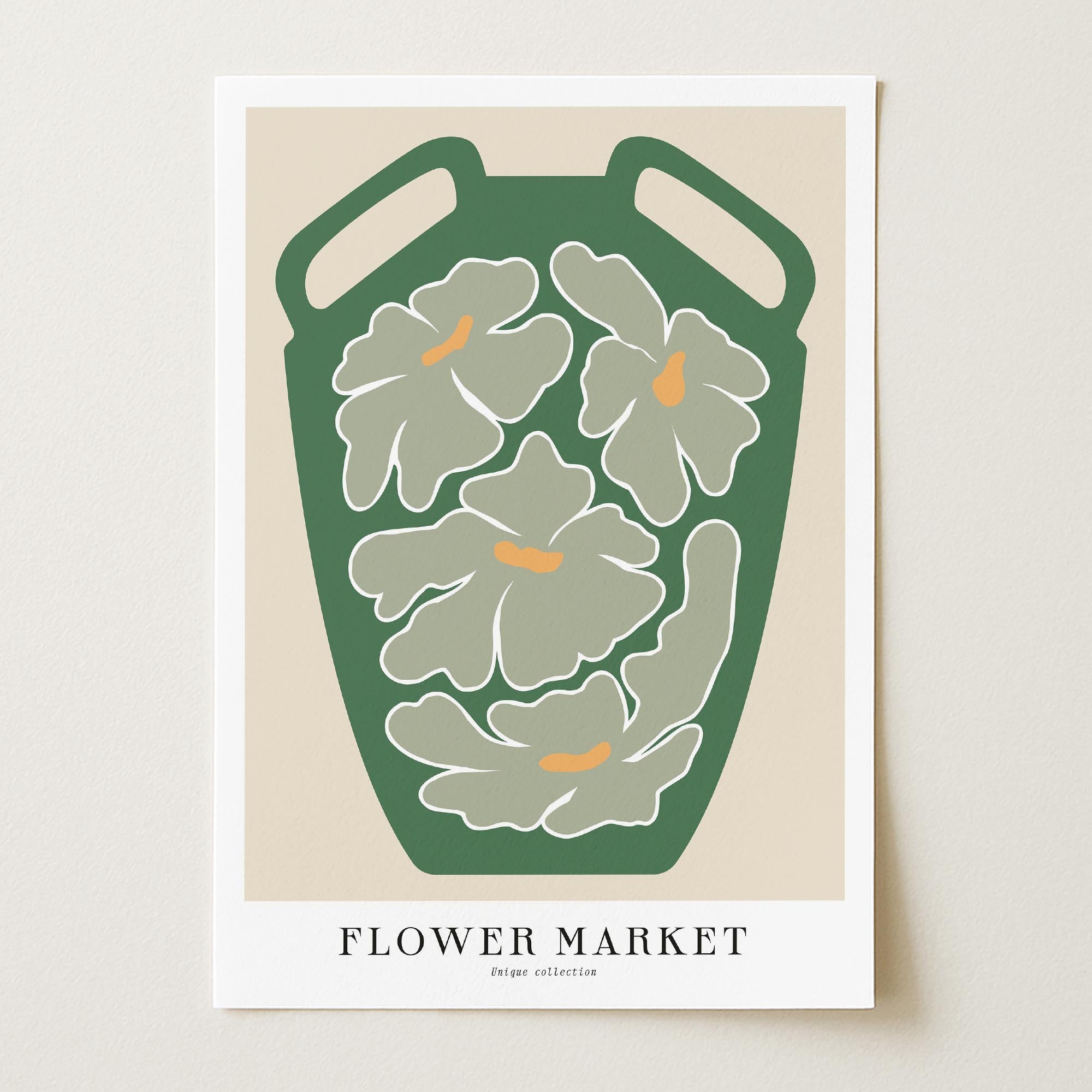 Green Flower Market Wall Art Print-Skudaboo