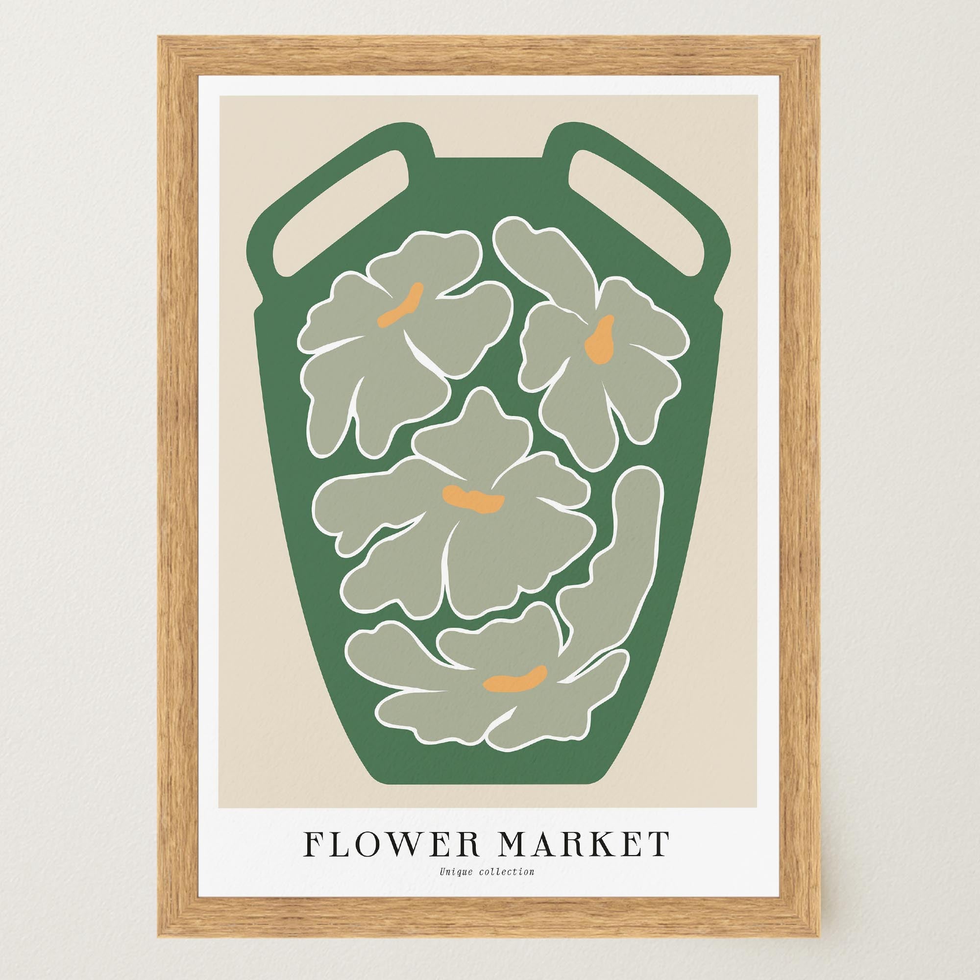 Green Flower Market Wall Art Print-Skudaboo