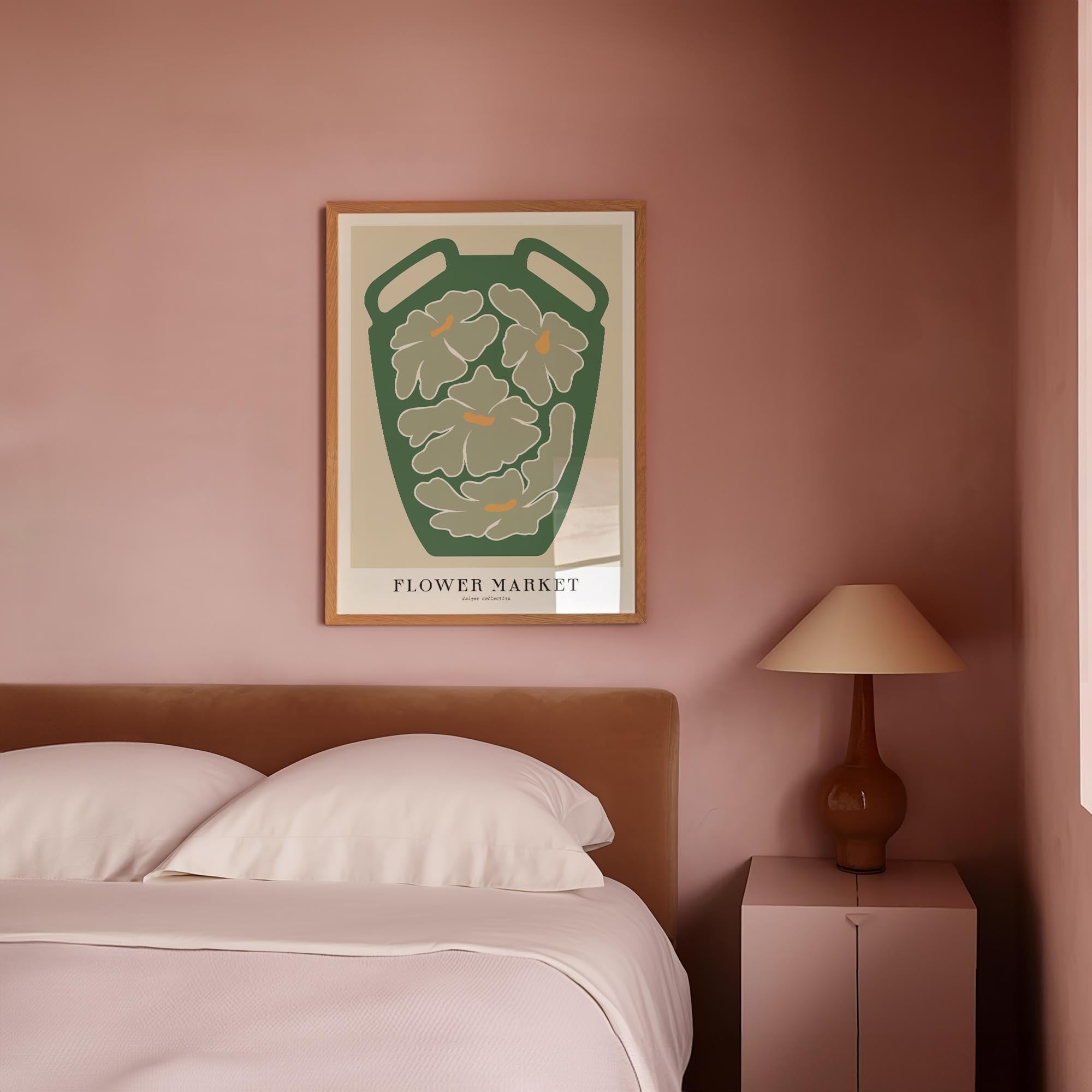 Green Flower Market Wall Art Print-Skudaboo