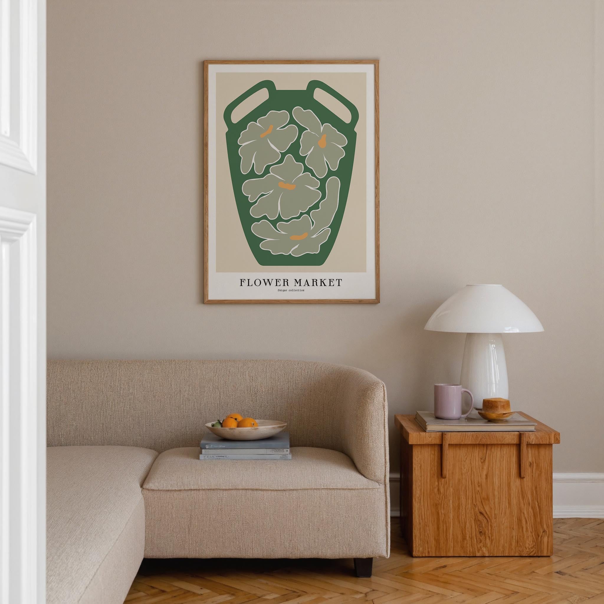 Green Flower Market Wall Art Print-Skudaboo