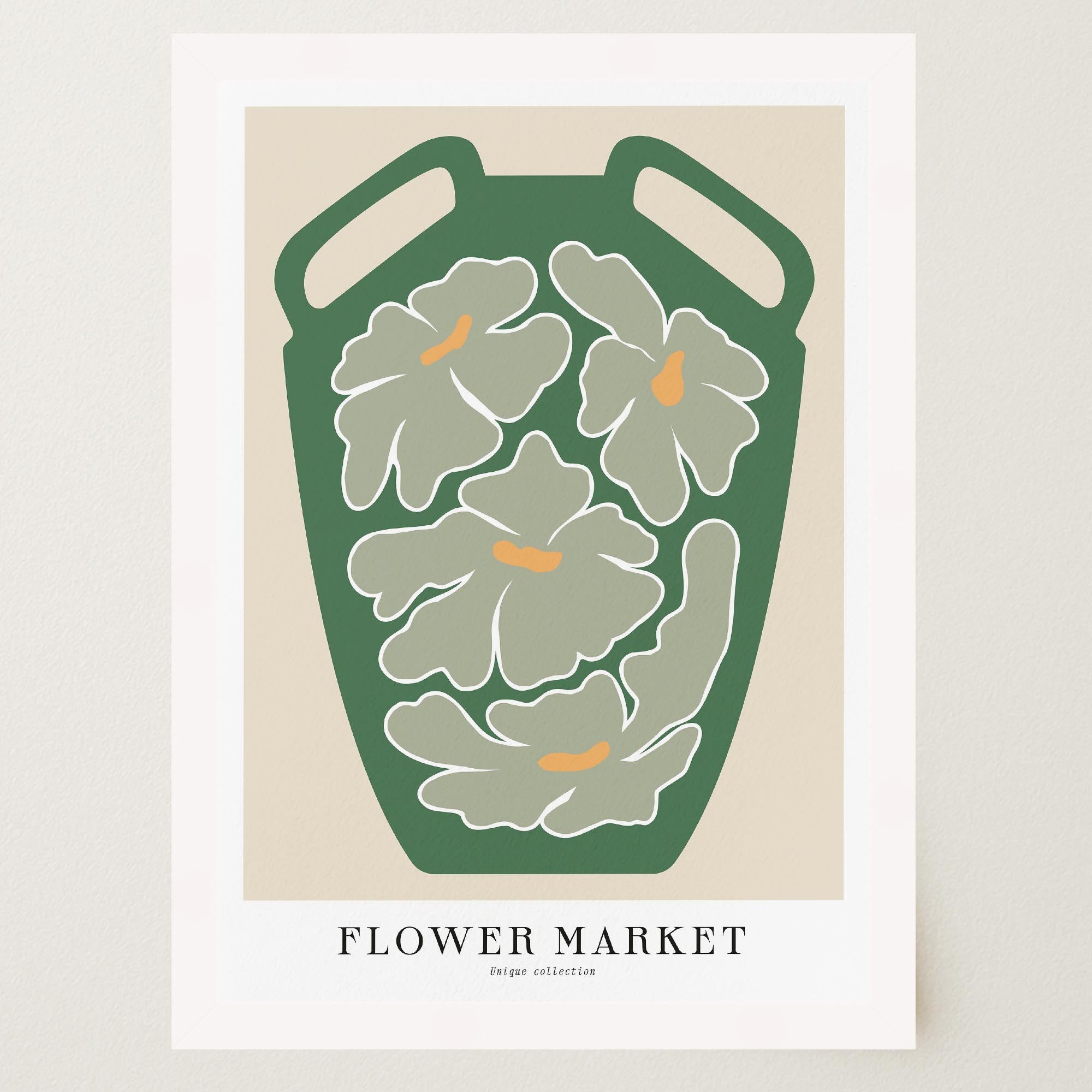 Green Flower Market Wall Art Print-Skudaboo