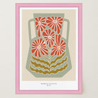 Green & Red Floral Vase Wall Art Print-Skudaboo