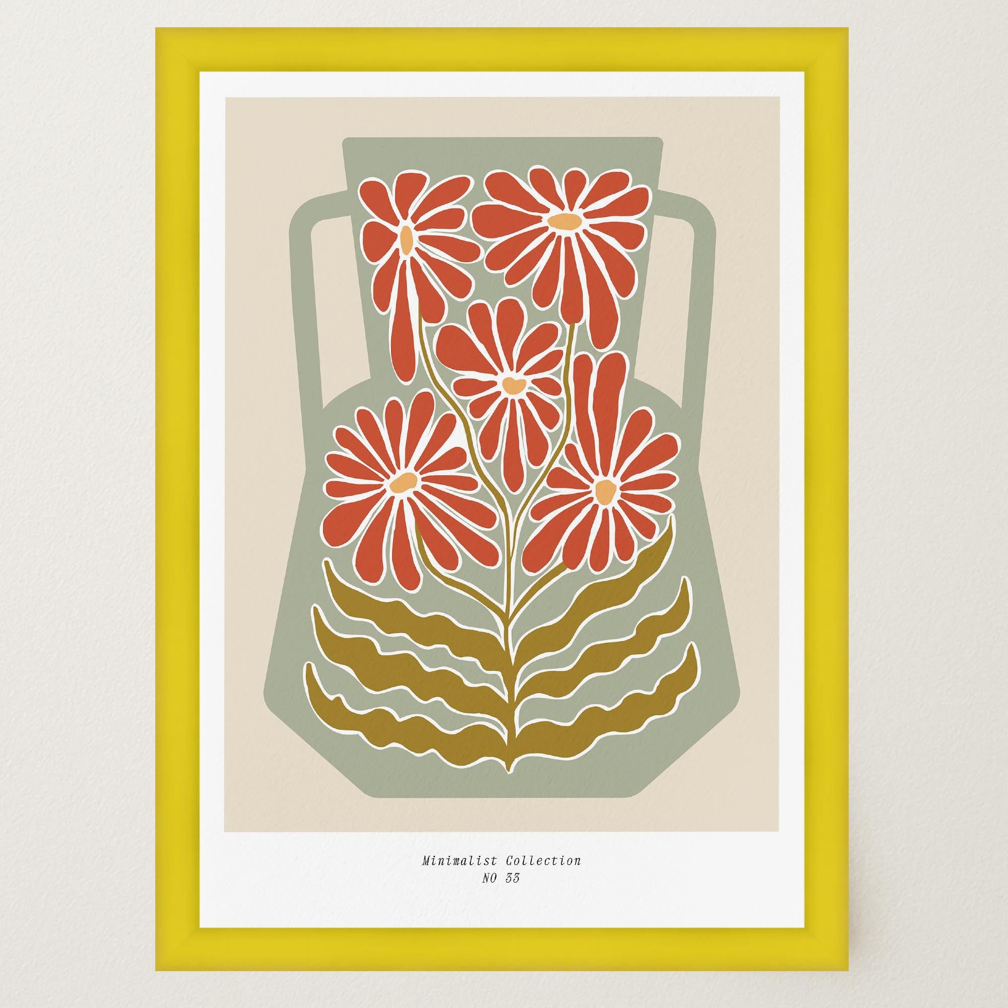 Green & Red Floral Vase Wall Art Print-Skudaboo