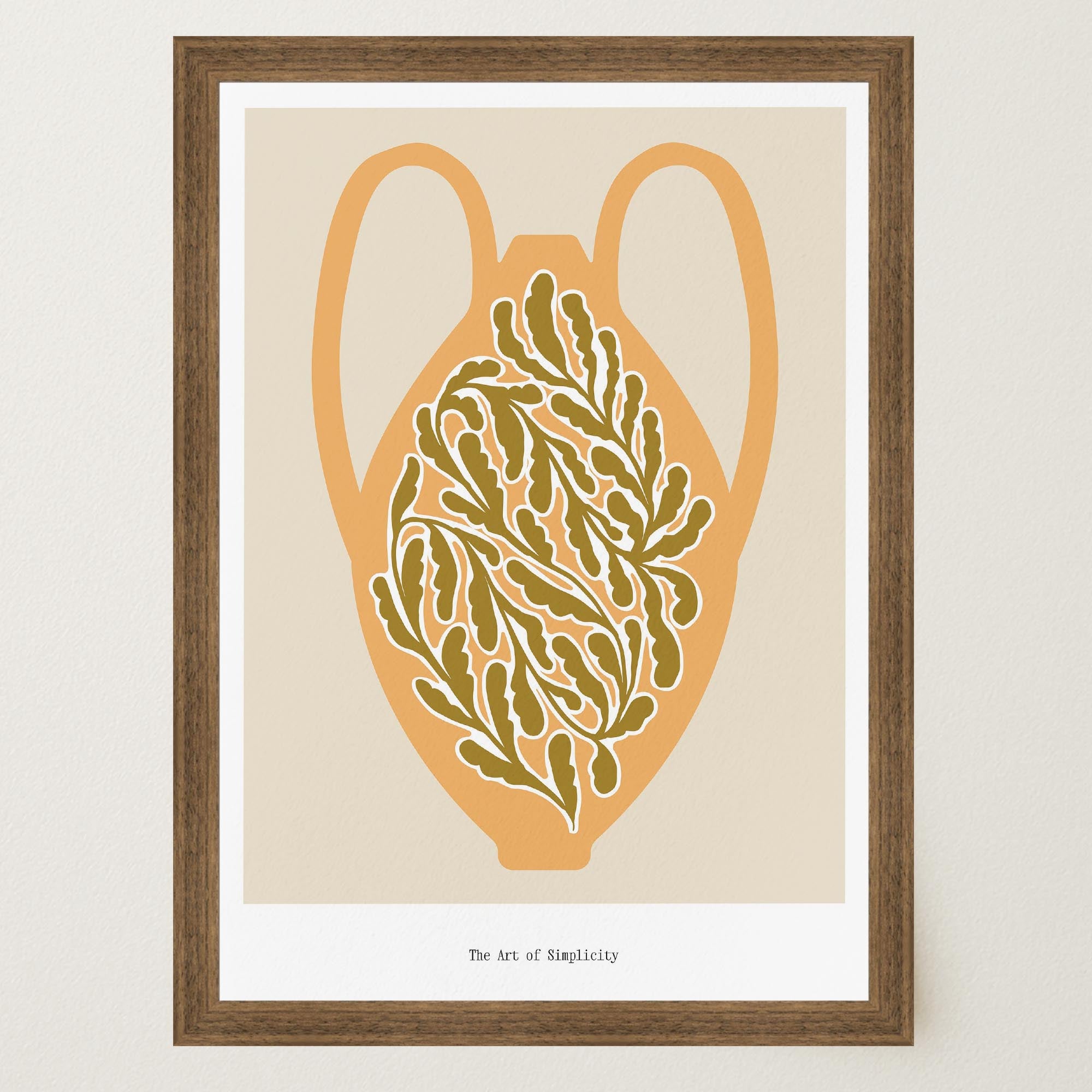 Yellow Scandi Botanical Vase Art Print-Skudaboo
