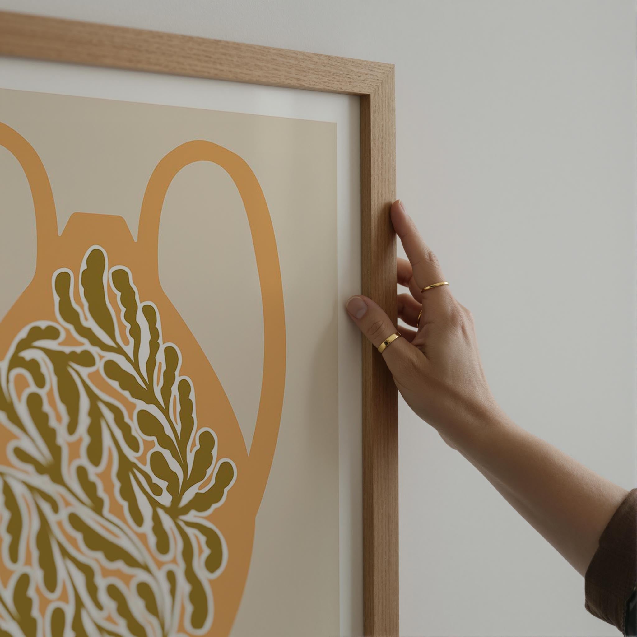 Yellow Scandi Botanical Vase Art Print-Skudaboo
