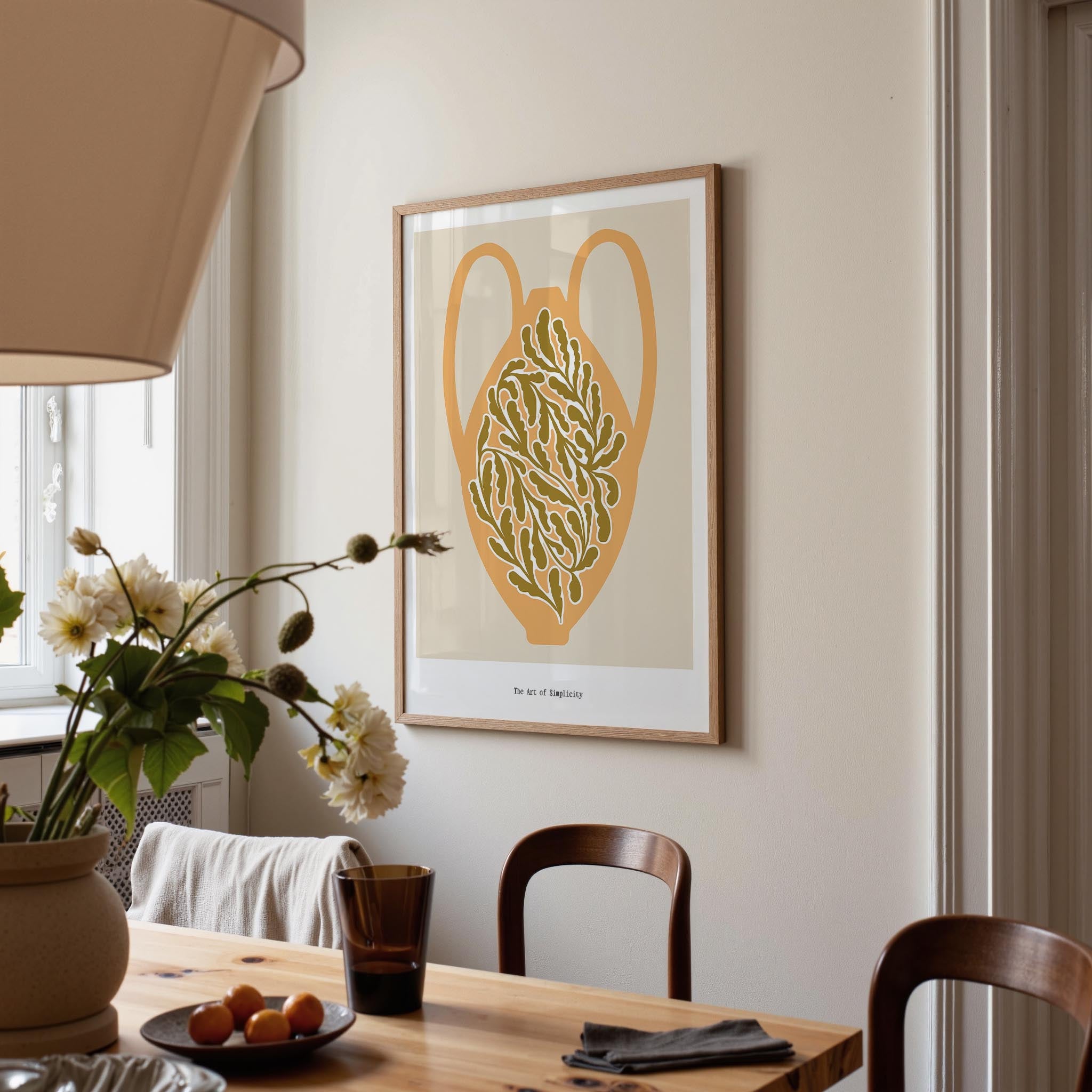Yellow Scandi Botanical Vase Art Print-Skudaboo