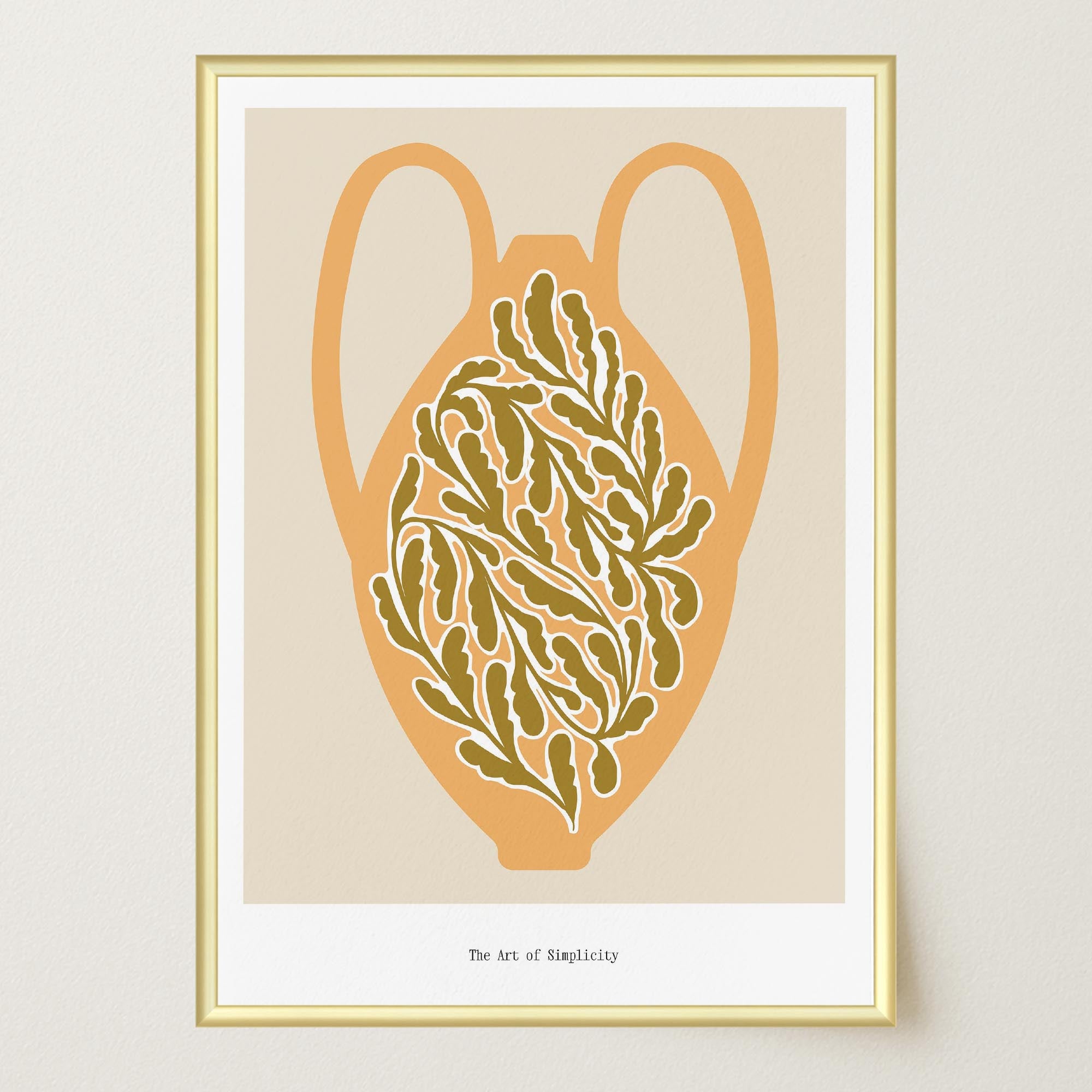 Yellow Scandi Botanical Vase Art Print-Skudaboo