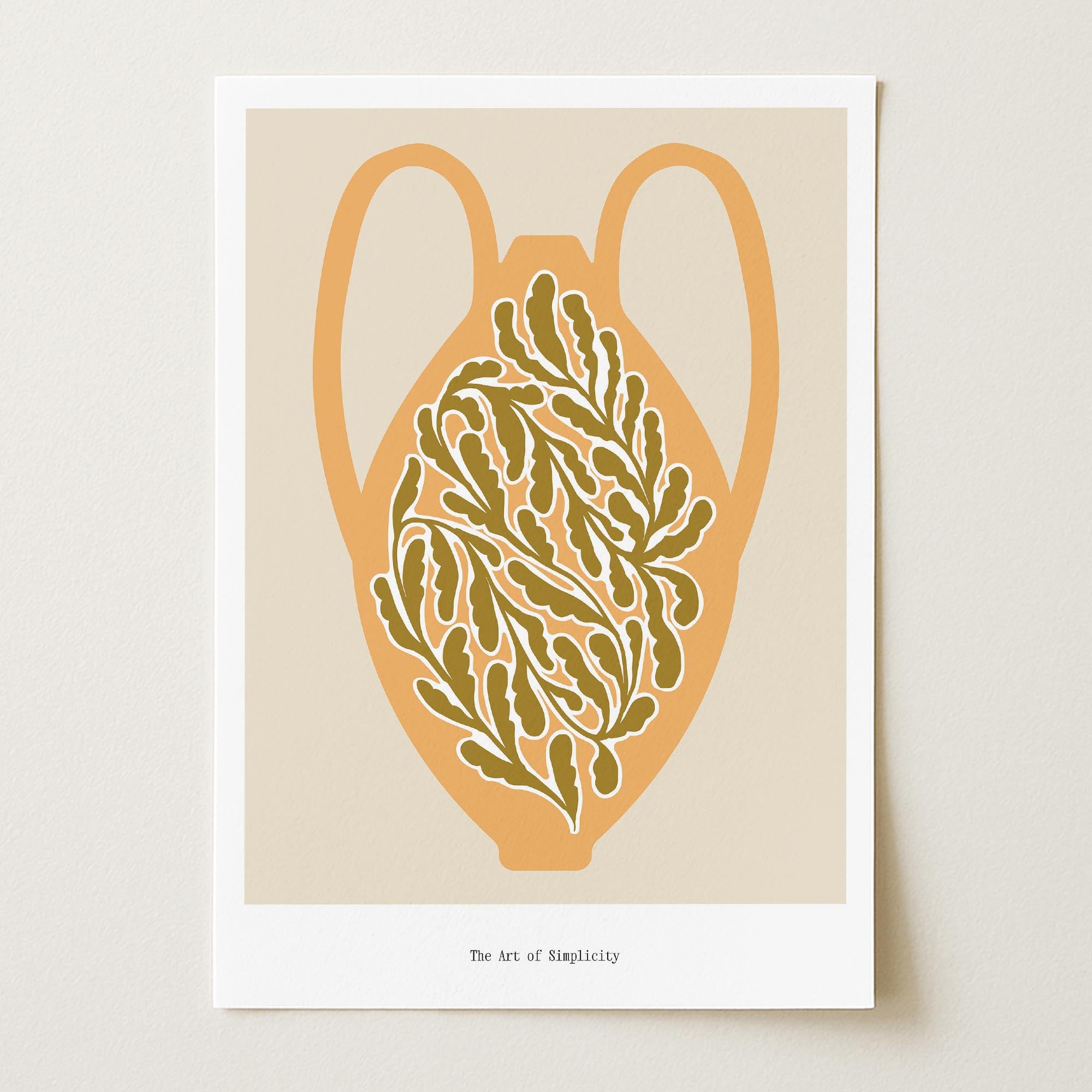 Yellow Scandi Botanical Vase Art Print-Skudaboo