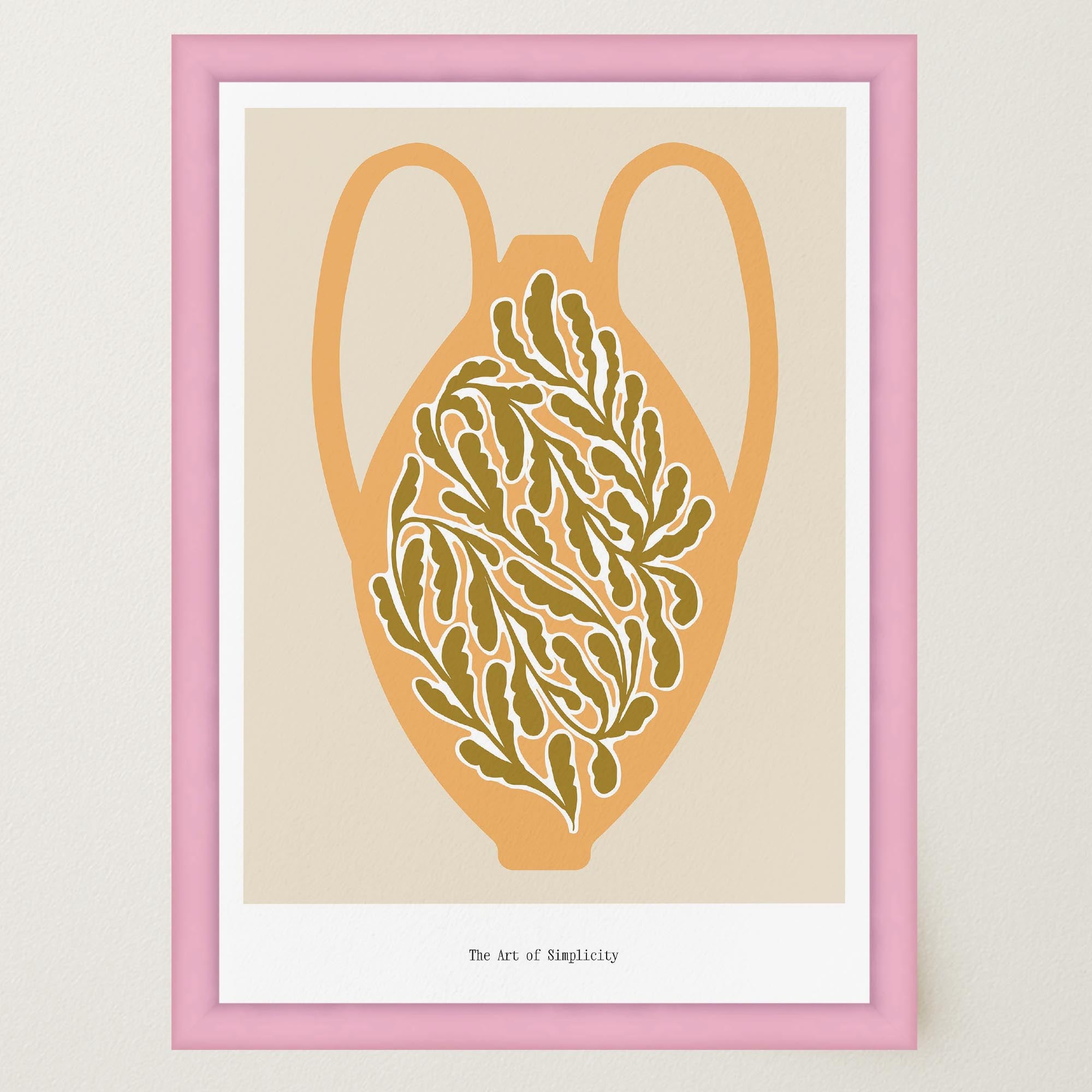 Yellow Scandi Botanical Vase Art Print-Skudaboo