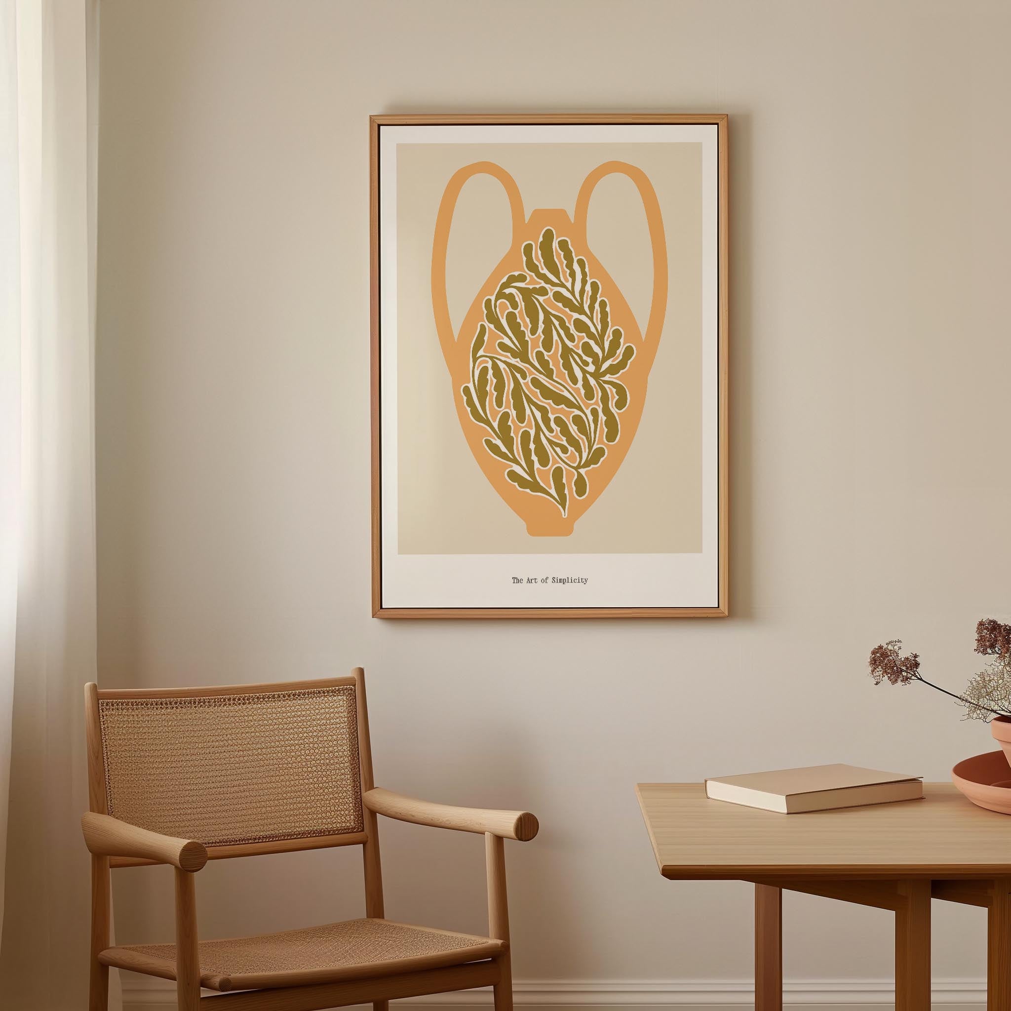 Yellow Scandi Botanical Vase Art Print-Skudaboo