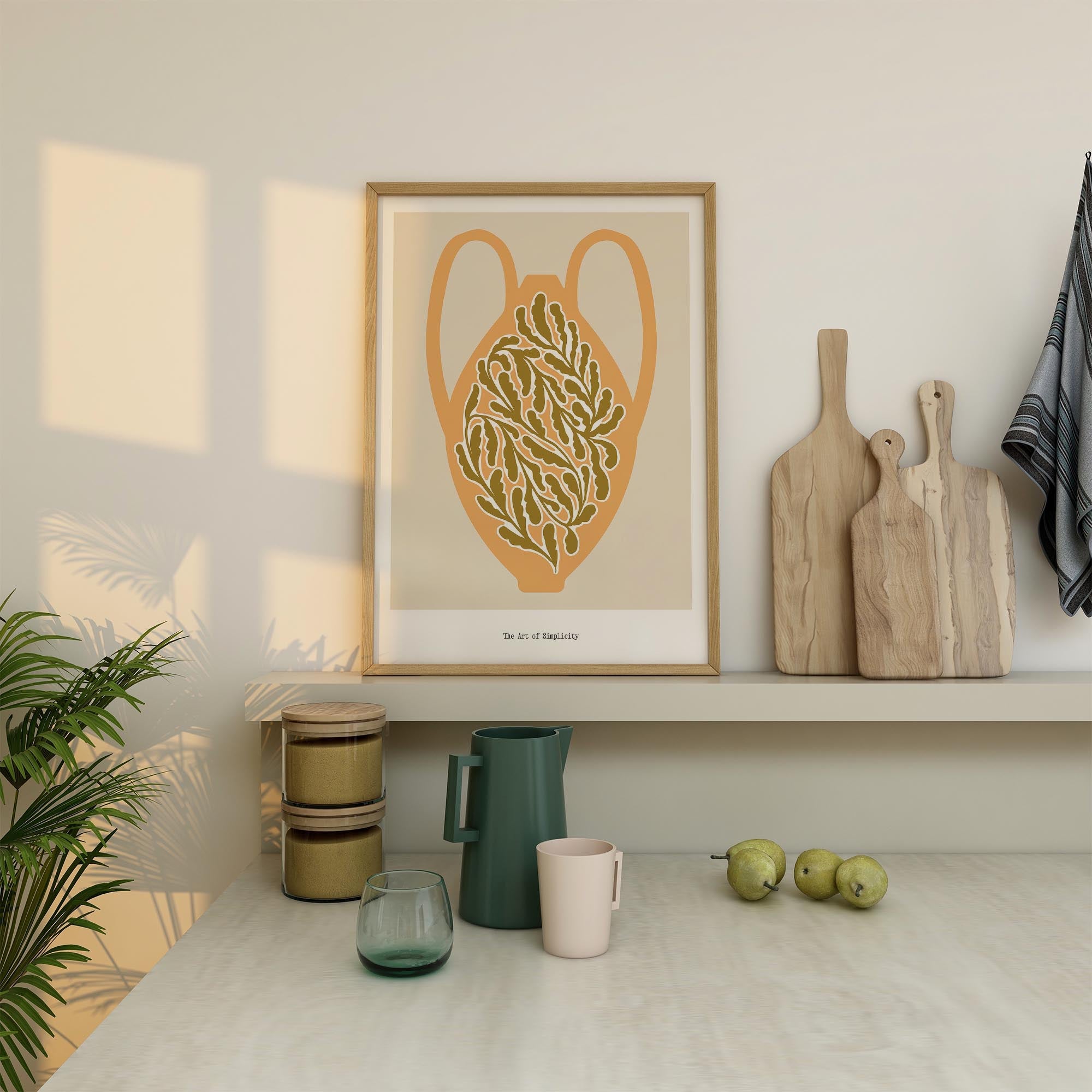Yellow Scandi Botanical Vase Art Print-Skudaboo