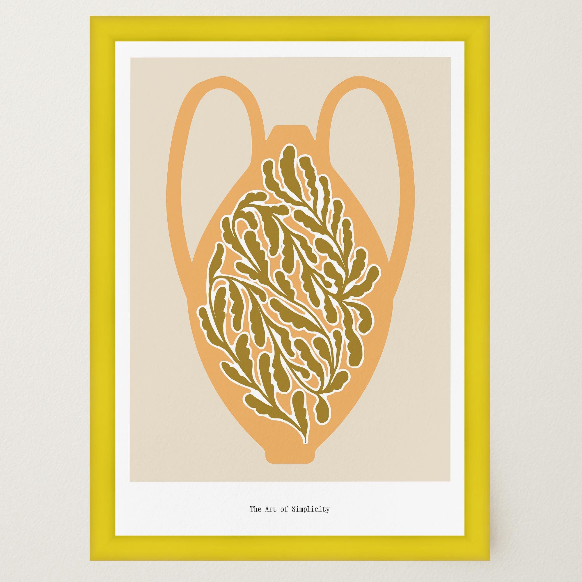 Yellow Scandi Botanical Vase Art Print-Skudaboo