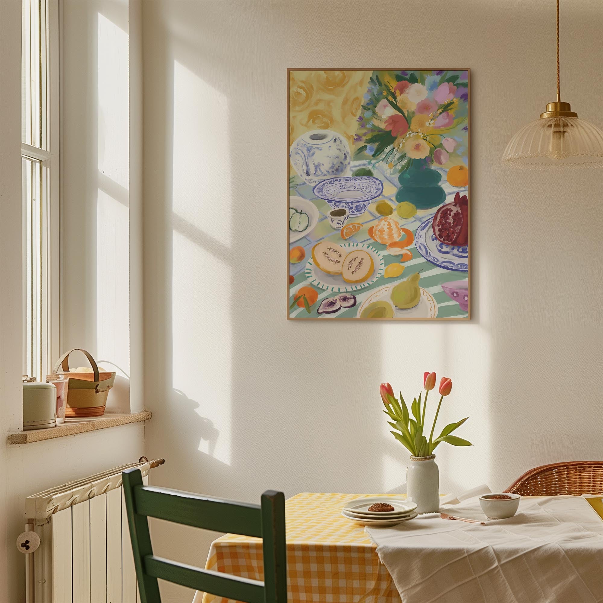 Colourful Still Life Fruit and Flowers Wall Art Print-Skudaboo