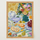 Colourful Still Life Fruit and Flowers Wall Art Print-Skudaboo