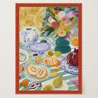 Colourful Still Life Fruit and Flowers Wall Art Print-Skudaboo