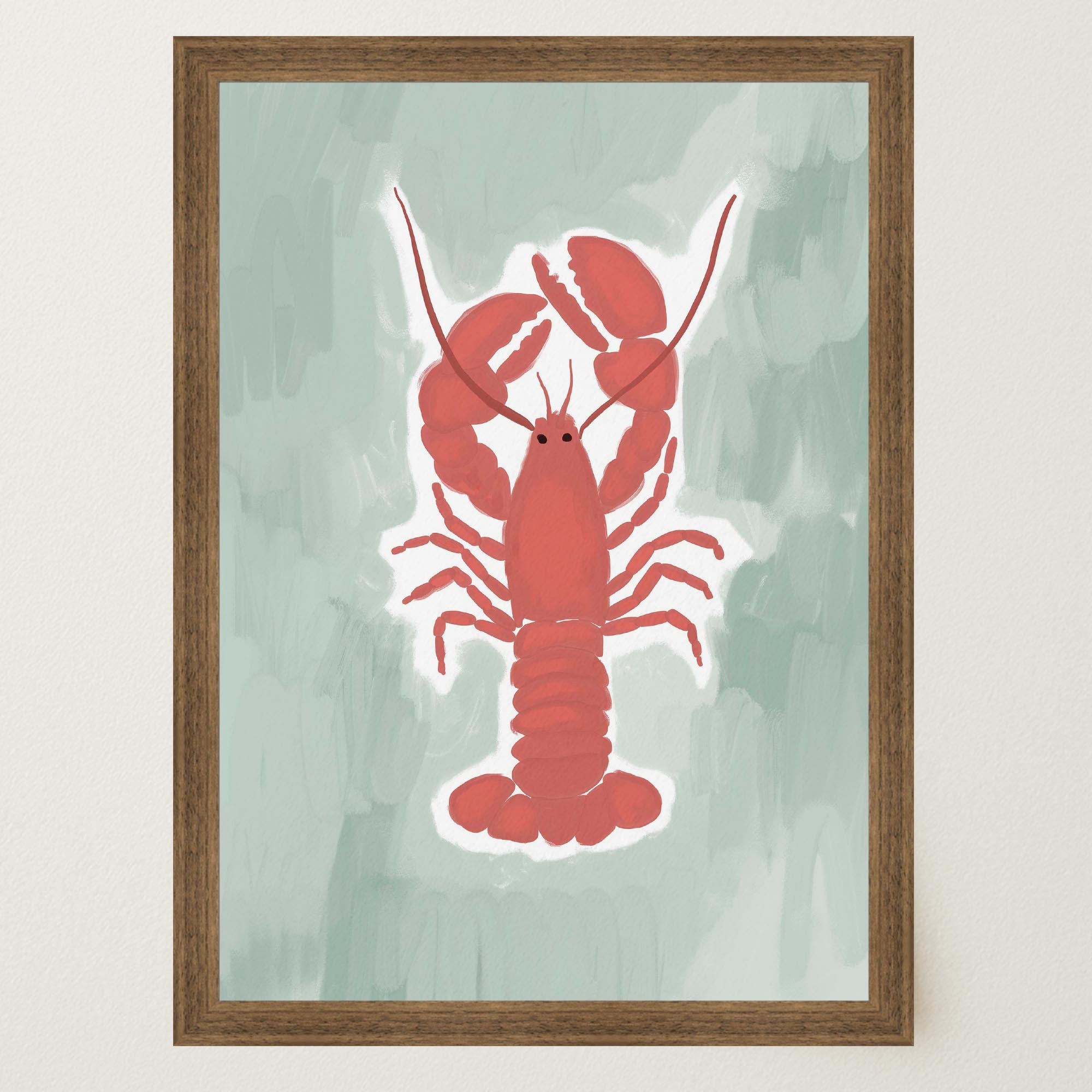 Red Lobster Illustration Wall Art Print-Skudaboo