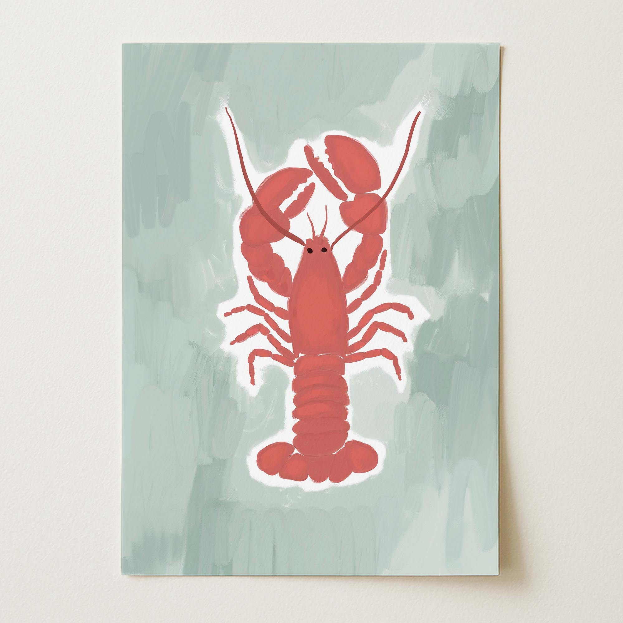 Red Lobster Illustration Wall Art Print-Skudaboo
