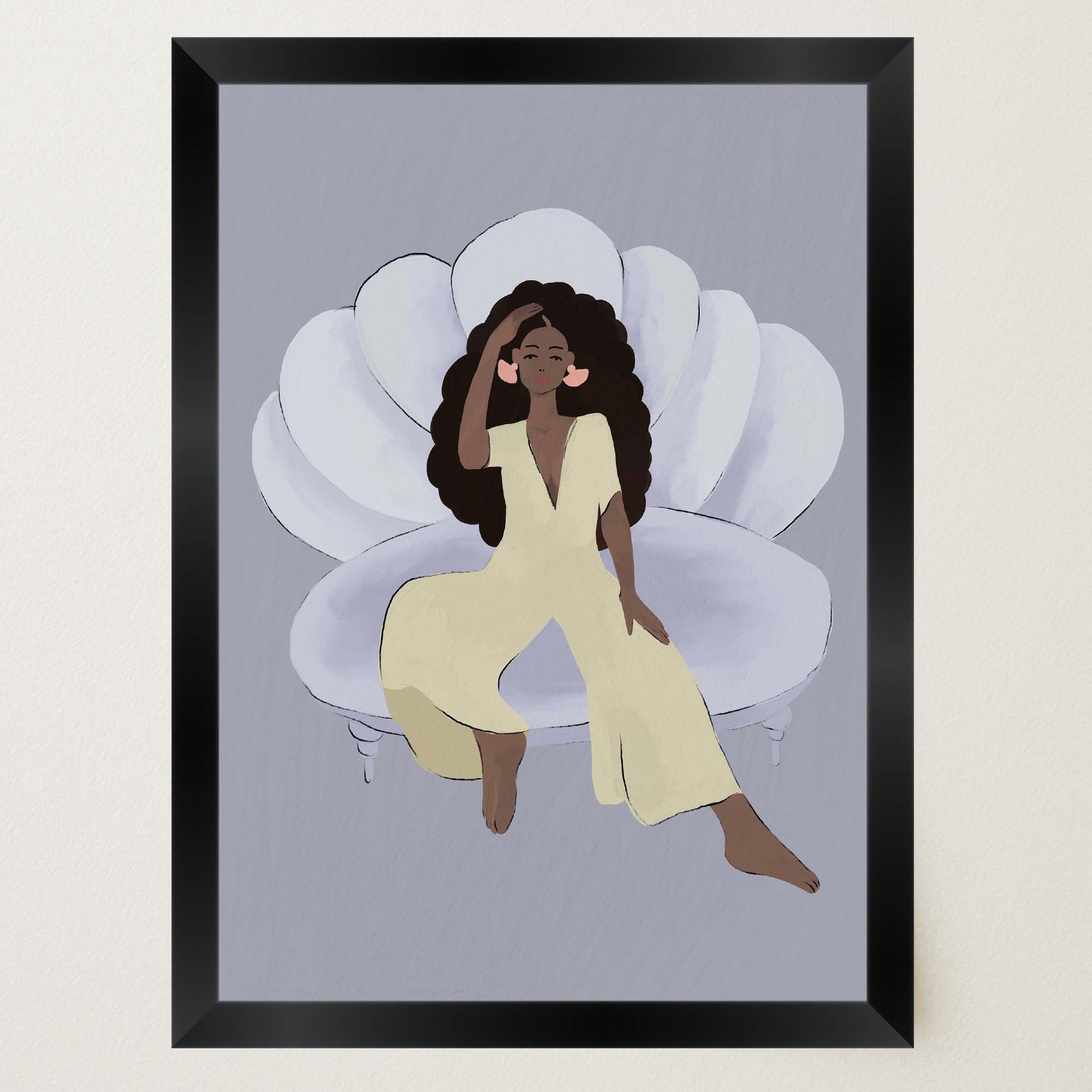 Woman Sitting in Chair Wall Art Print-Skudaboo