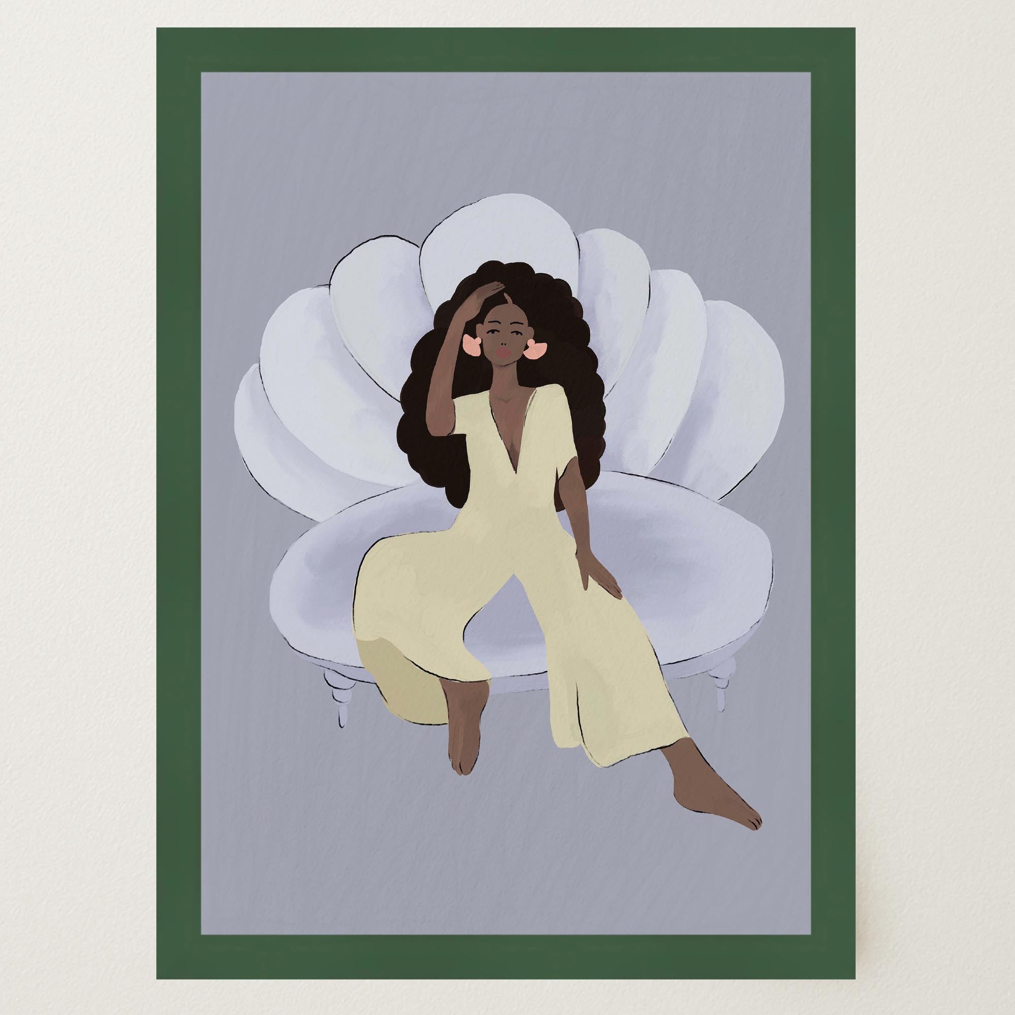 Woman Sitting in Chair Wall Art Print-Skudaboo