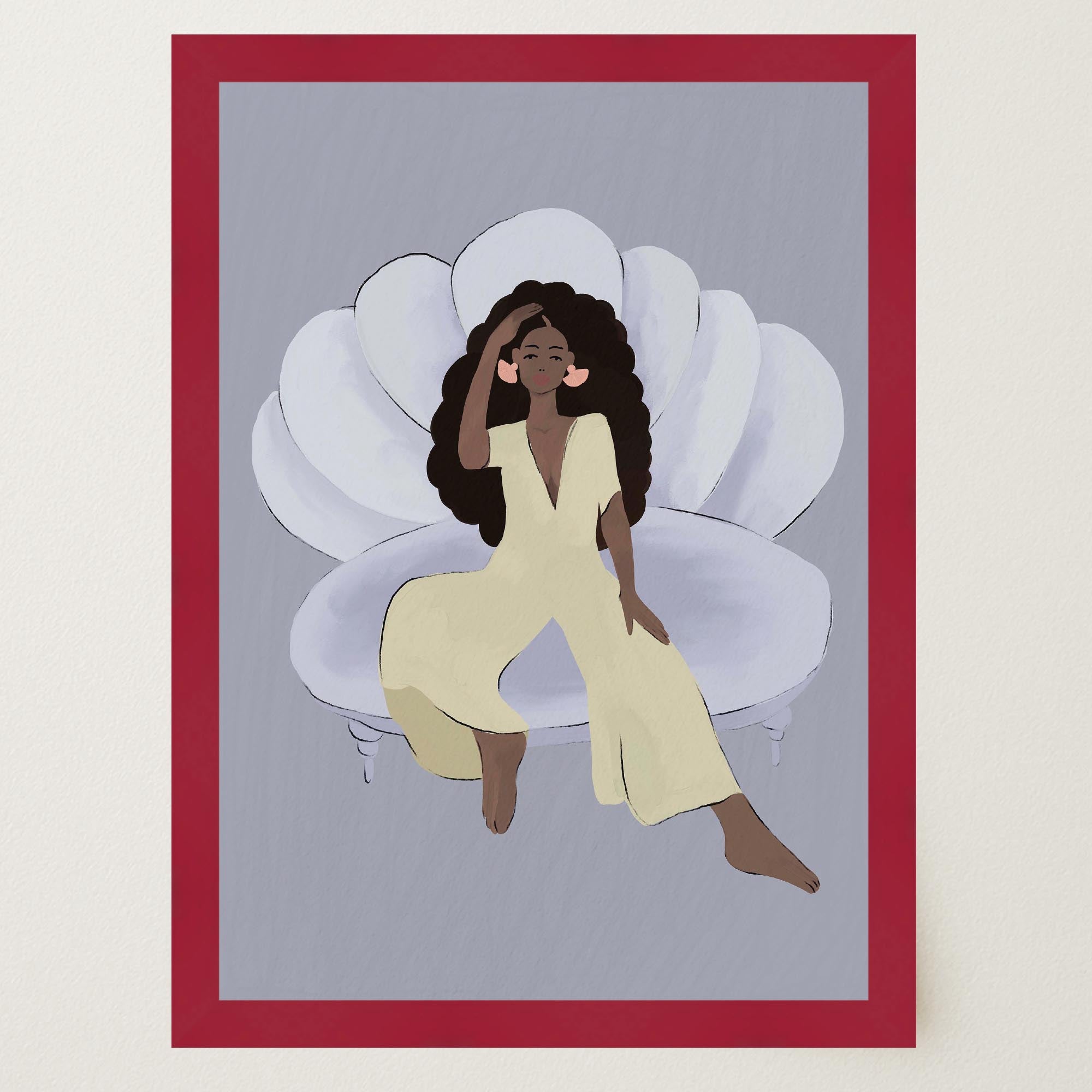 Woman Sitting in Chair Wall Art Print-Skudaboo
