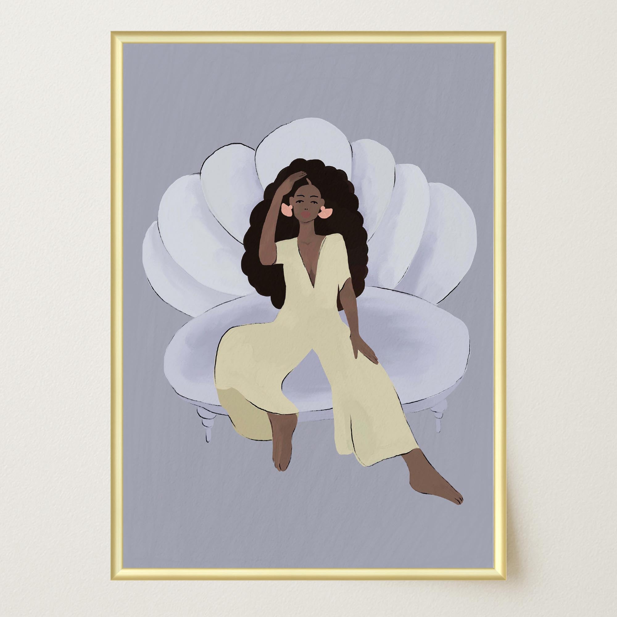 Woman Sitting in Chair Wall Art Print-Skudaboo