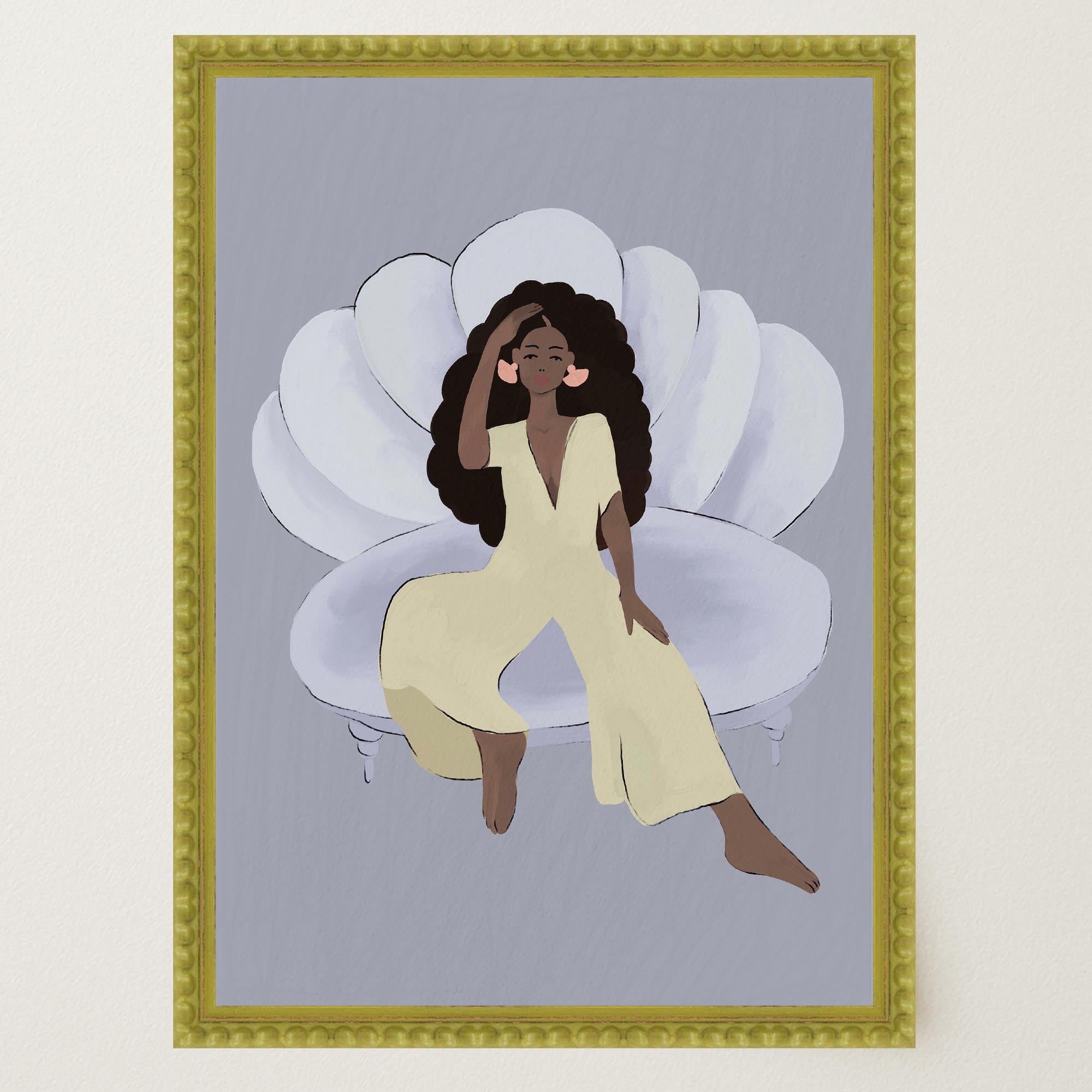 Woman Sitting in Chair Wall Art Print-Skudaboo