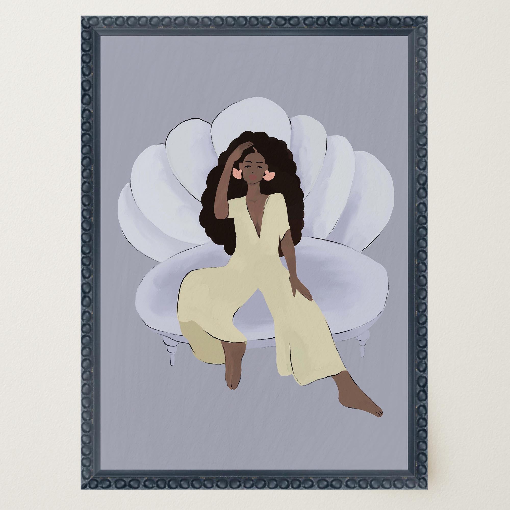 Woman Sitting in Chair Wall Art Print-Skudaboo