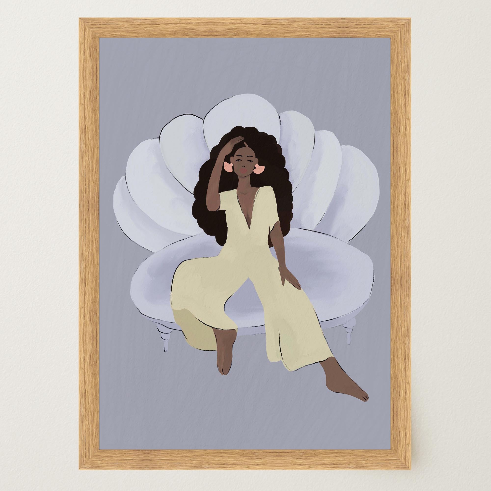Woman Sitting in Chair Wall Art Print-Skudaboo