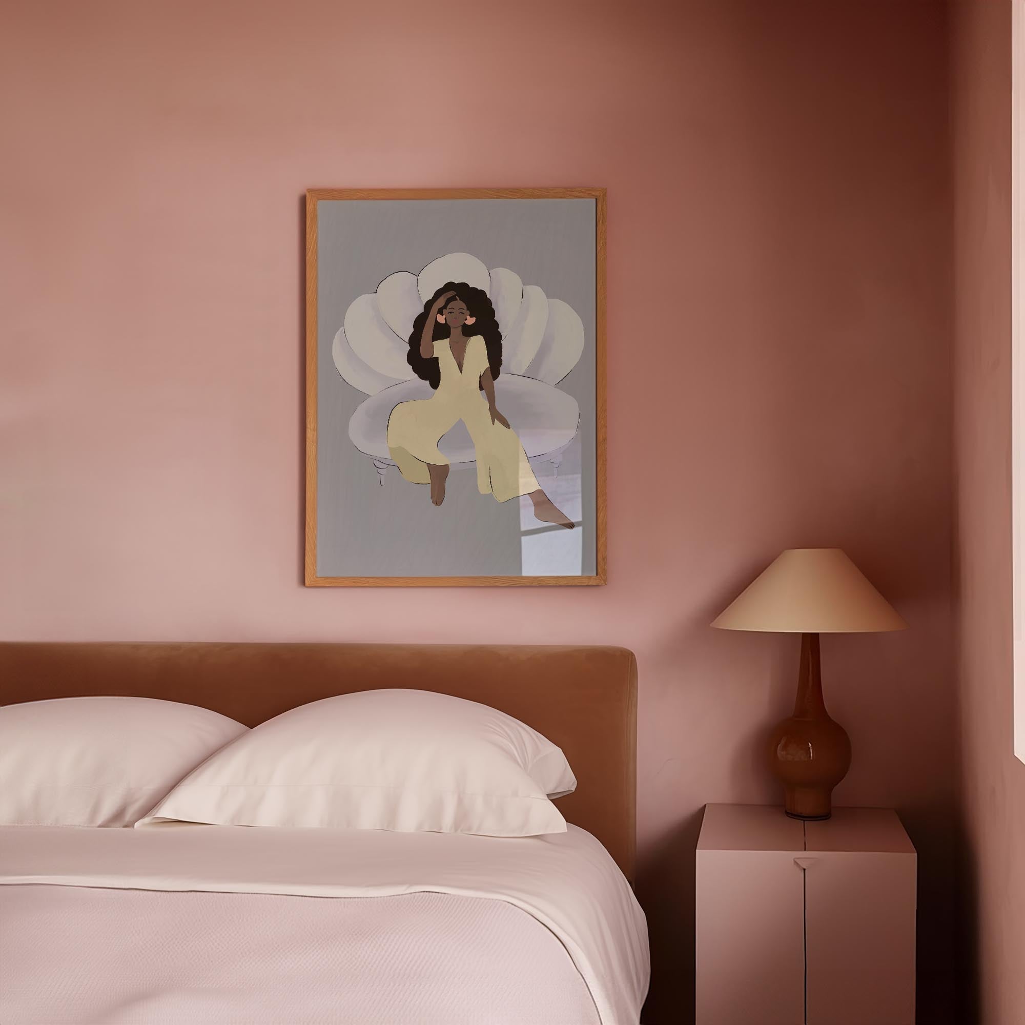 Woman Sitting in Chair Wall Art Print-Skudaboo