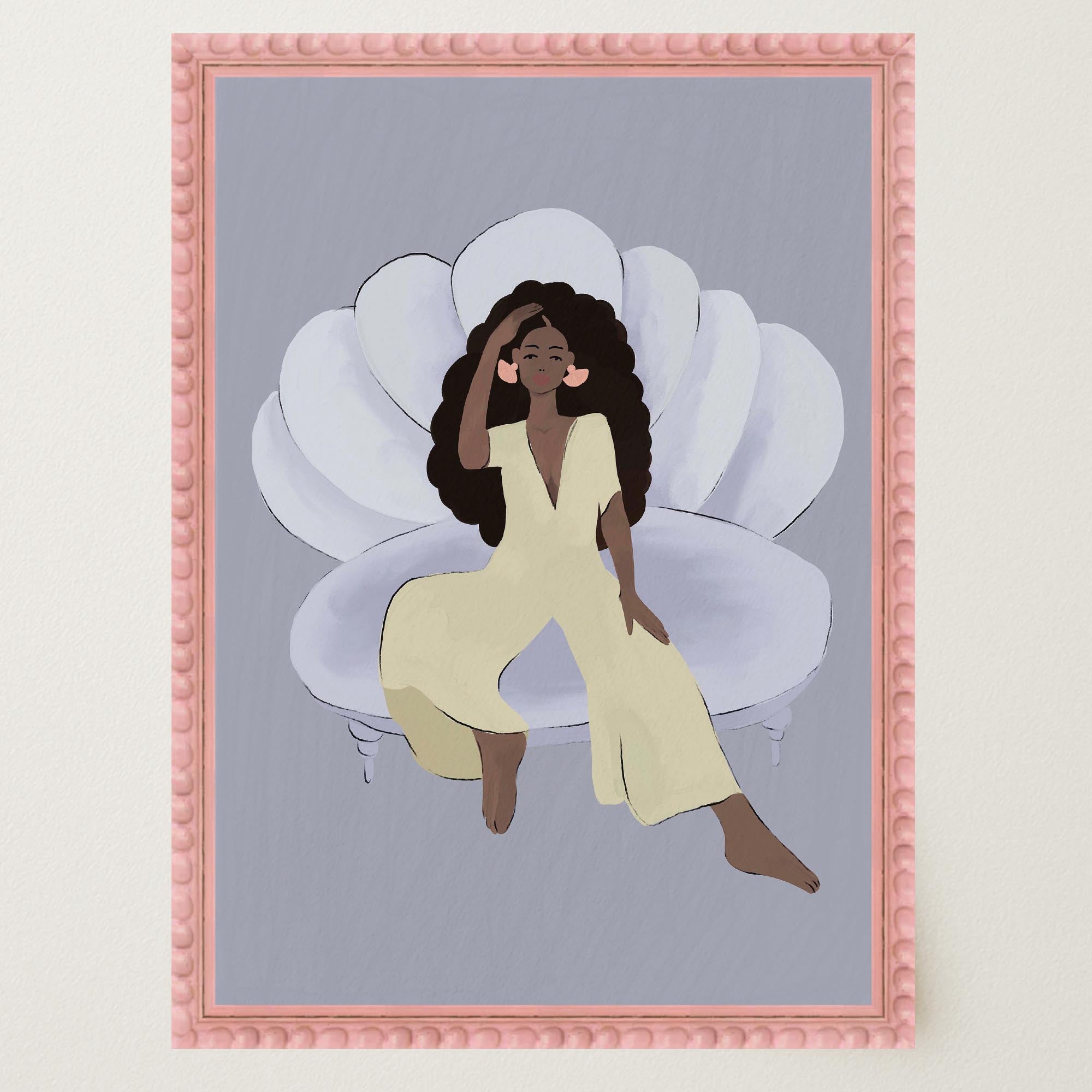 Woman Sitting in Chair Wall Art Print-Skudaboo