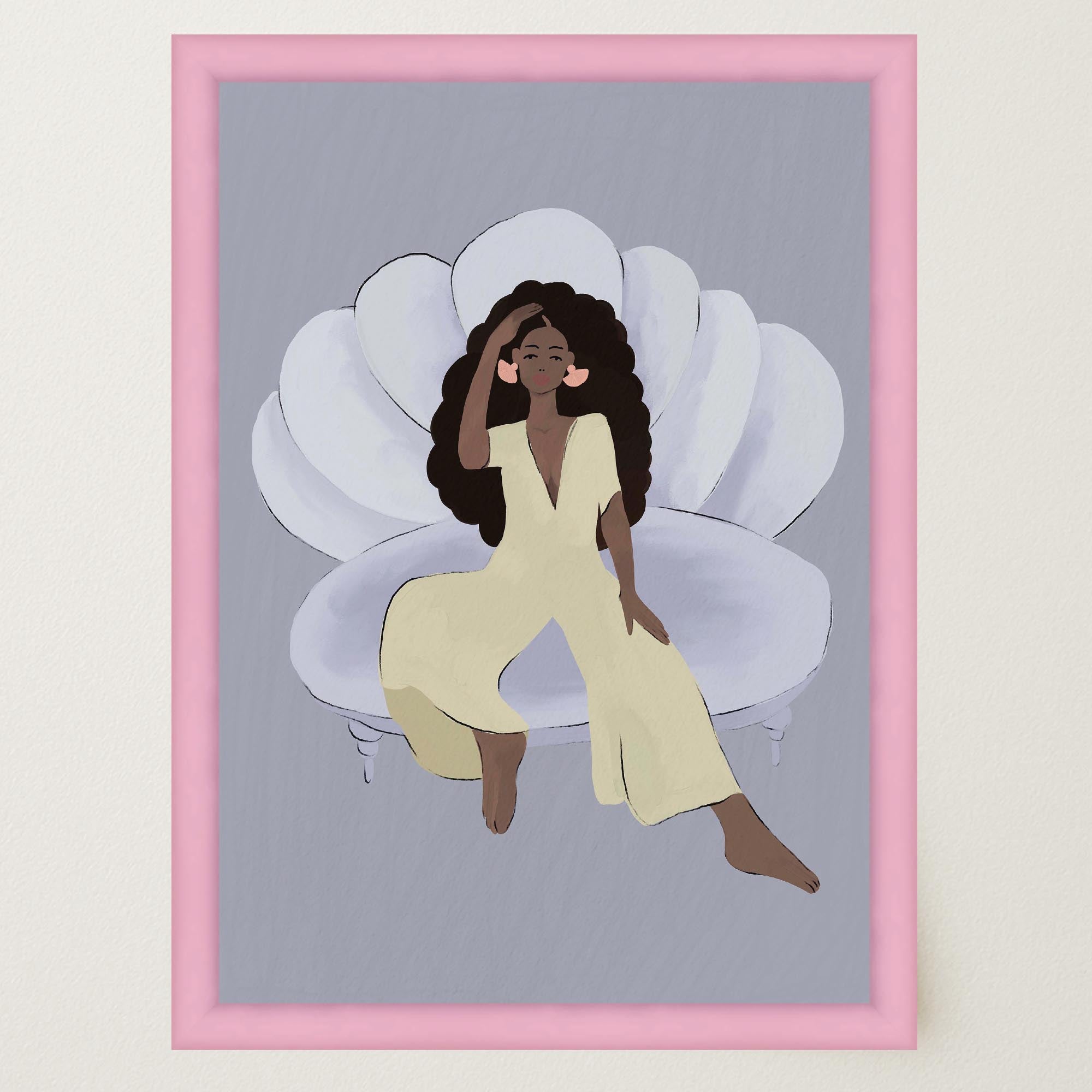 Woman Sitting in Chair Wall Art Print-Skudaboo