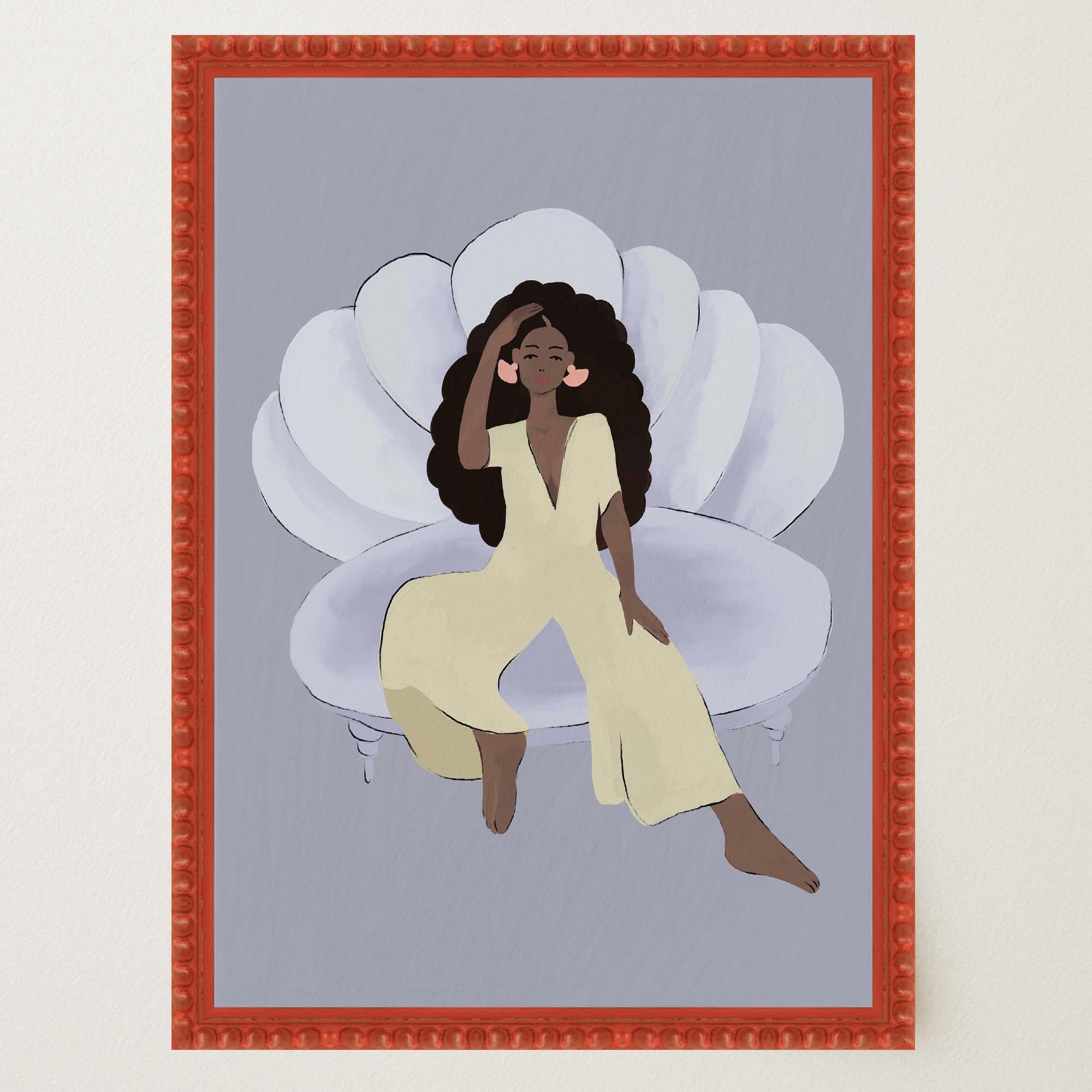 Woman Sitting in Chair Wall Art Print-Skudaboo