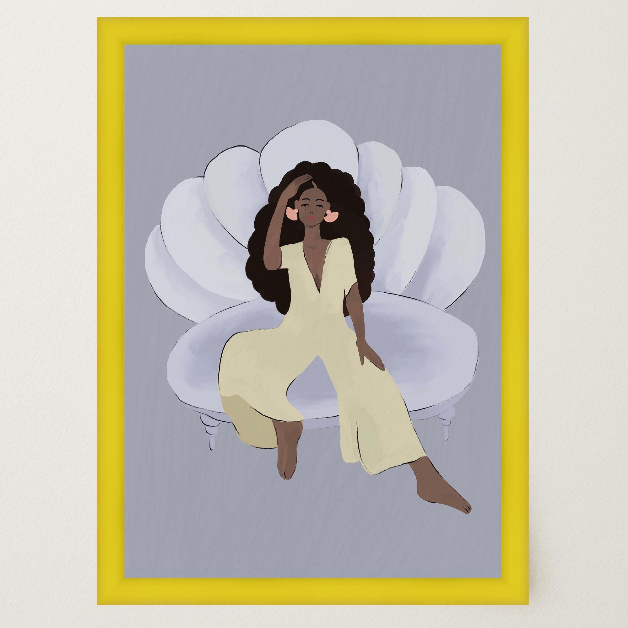 Woman Sitting in Chair Wall Art Print-Skudaboo