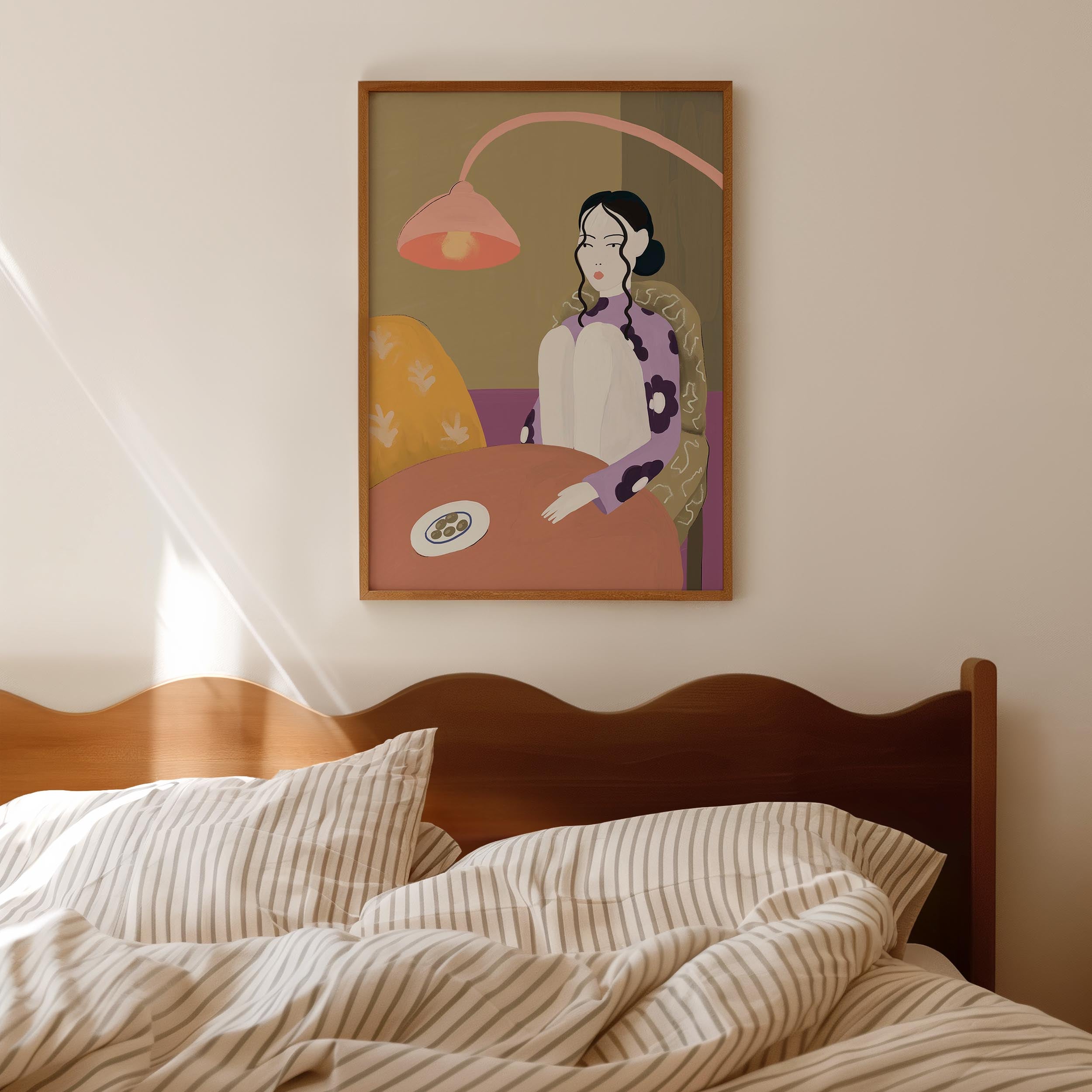 Woman Sitting at Table Wall Art Print-Skudaboo