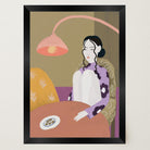 Woman Sitting at Table Wall Art Print-Skudaboo