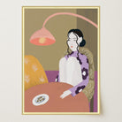 Woman Sitting at Table Wall Art Print-Skudaboo