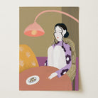 Woman Sitting at Table Wall Art Print-Skudaboo