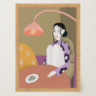 Woman Sitting at Table Wall Art Print-Skudaboo
