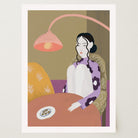 Woman Sitting at Table Wall Art Print-Skudaboo