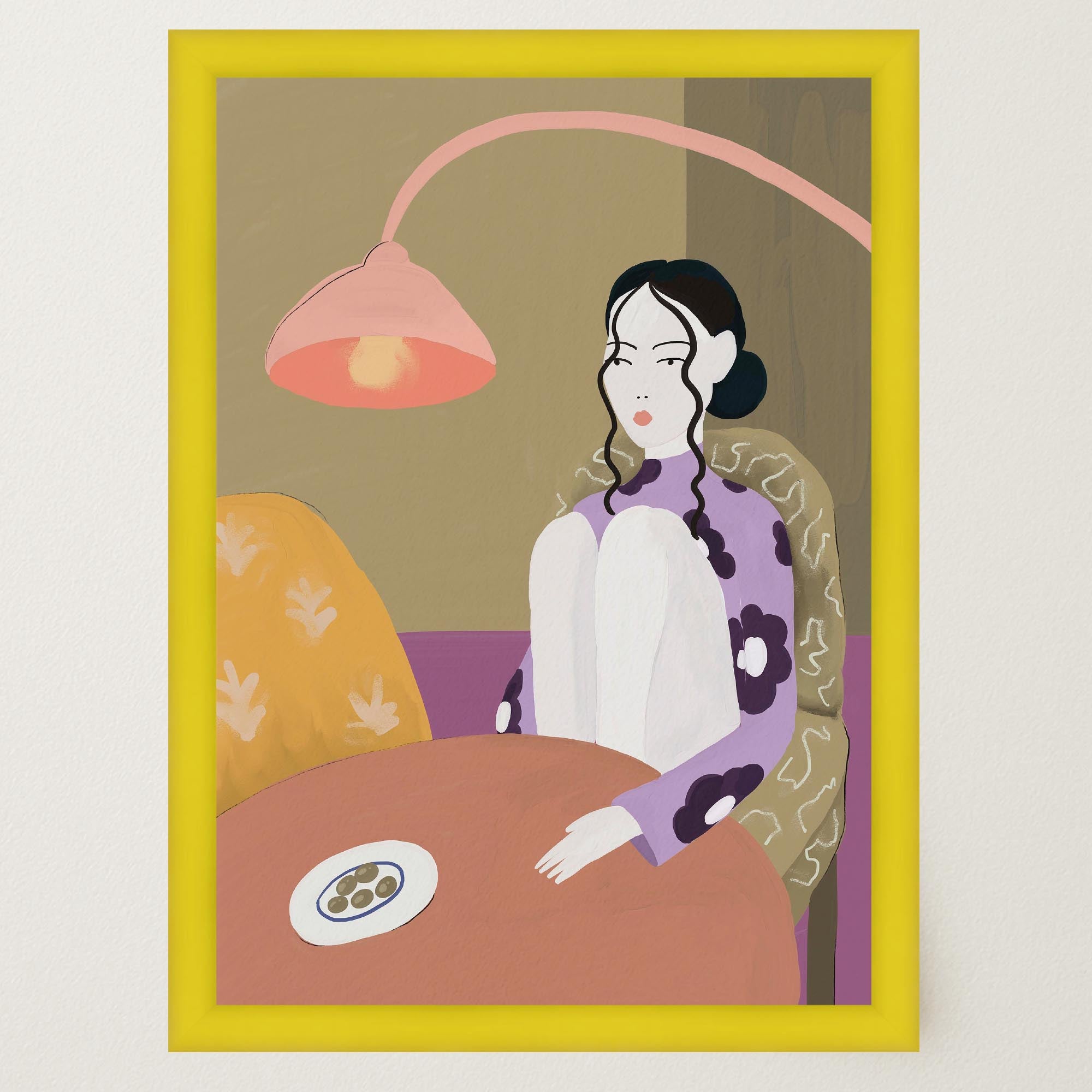 Woman Sitting at Table Wall Art Print-Skudaboo