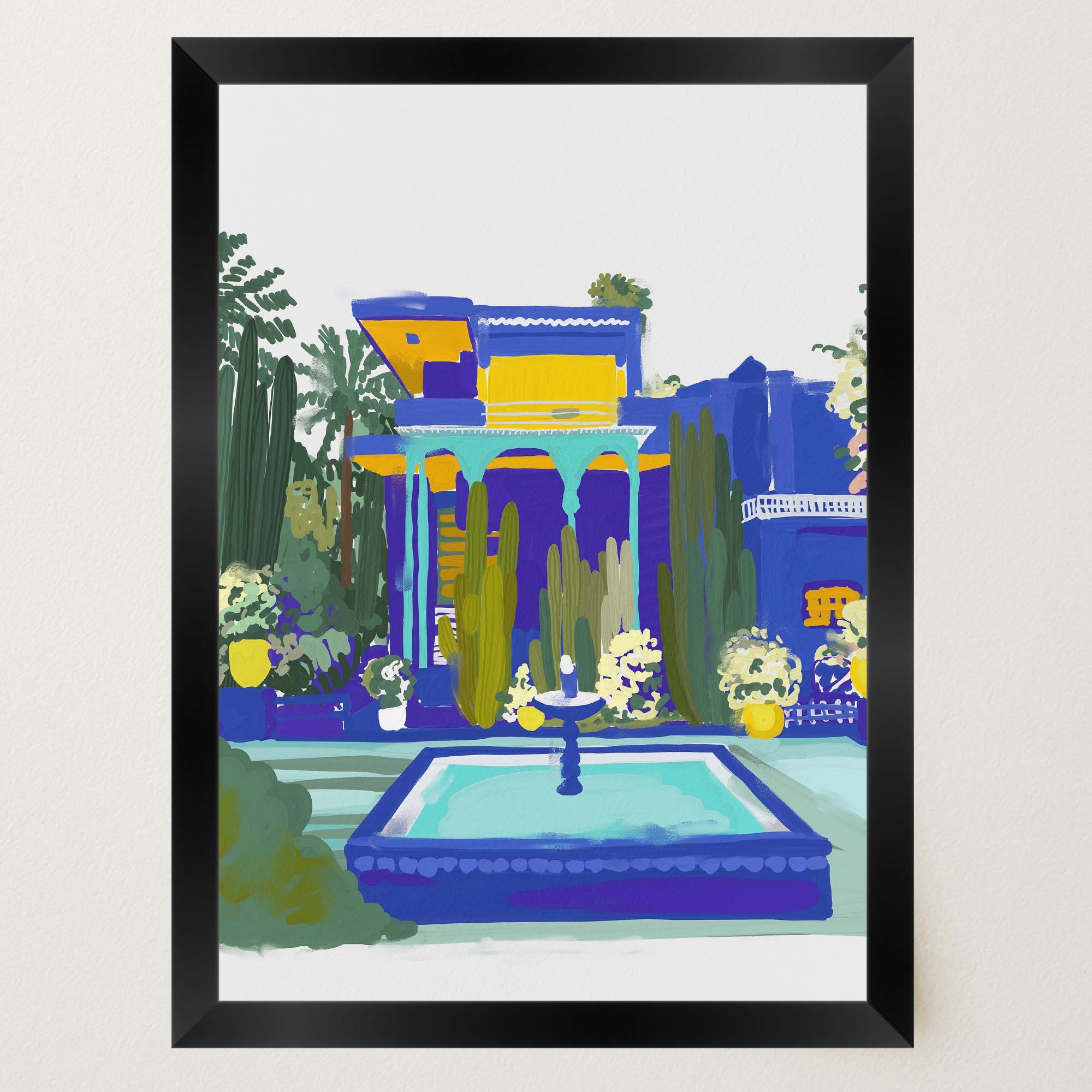 Majorelle Garden Inspired Blue Landscape Wall Art Print-Skudaboo