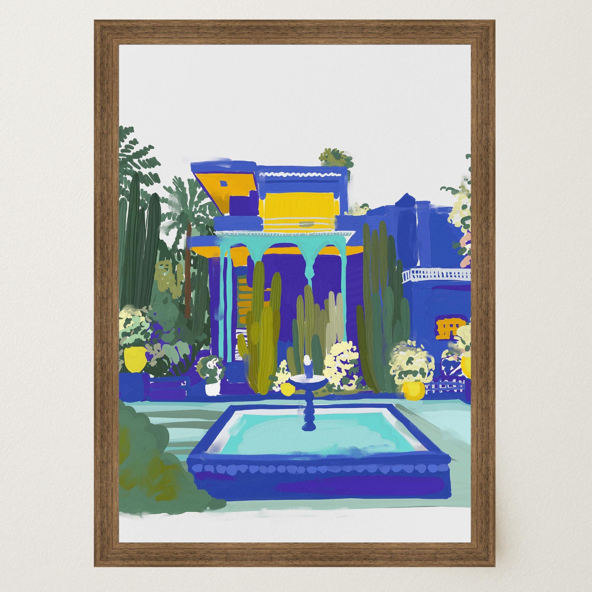 Majorelle Garden Inspired Blue Landscape Wall Art Print-Skudaboo