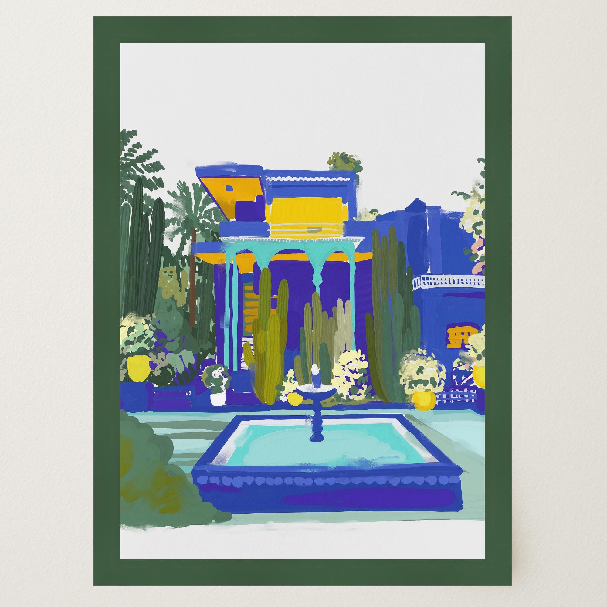 Majorelle Garden Inspired Blue Landscape Wall Art Print-Skudaboo