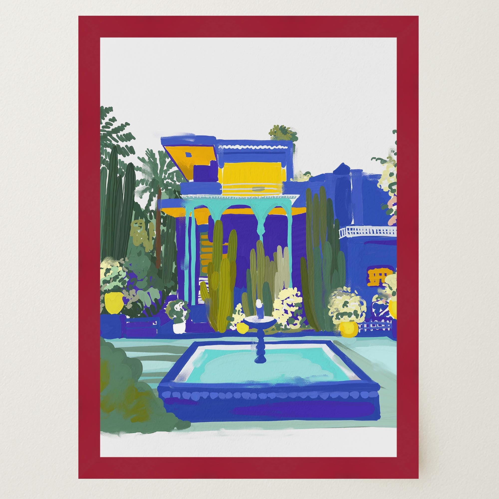 Majorelle Garden Inspired Blue Landscape Wall Art Print-Skudaboo