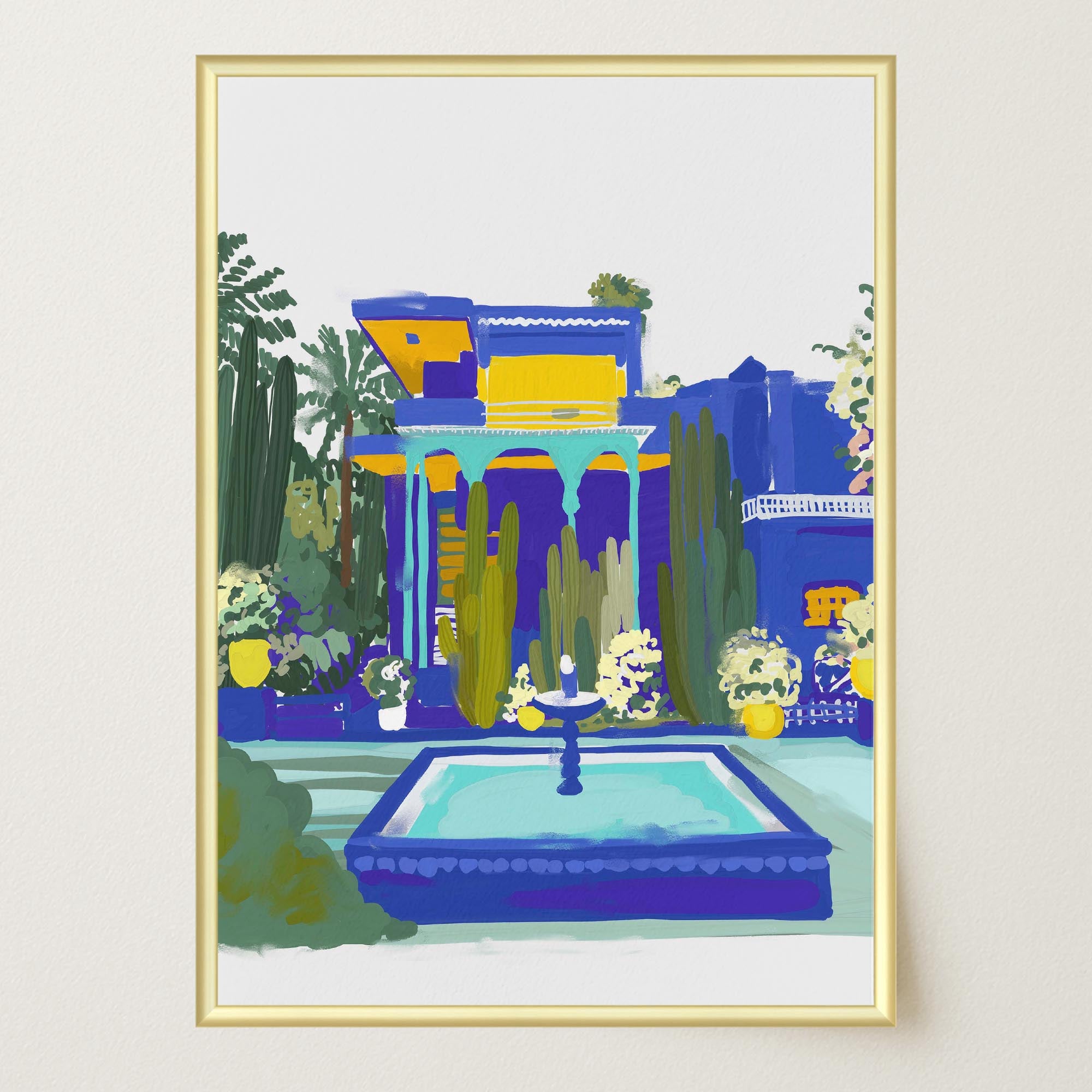 Majorelle Garden Inspired Blue Landscape Wall Art Print-Skudaboo